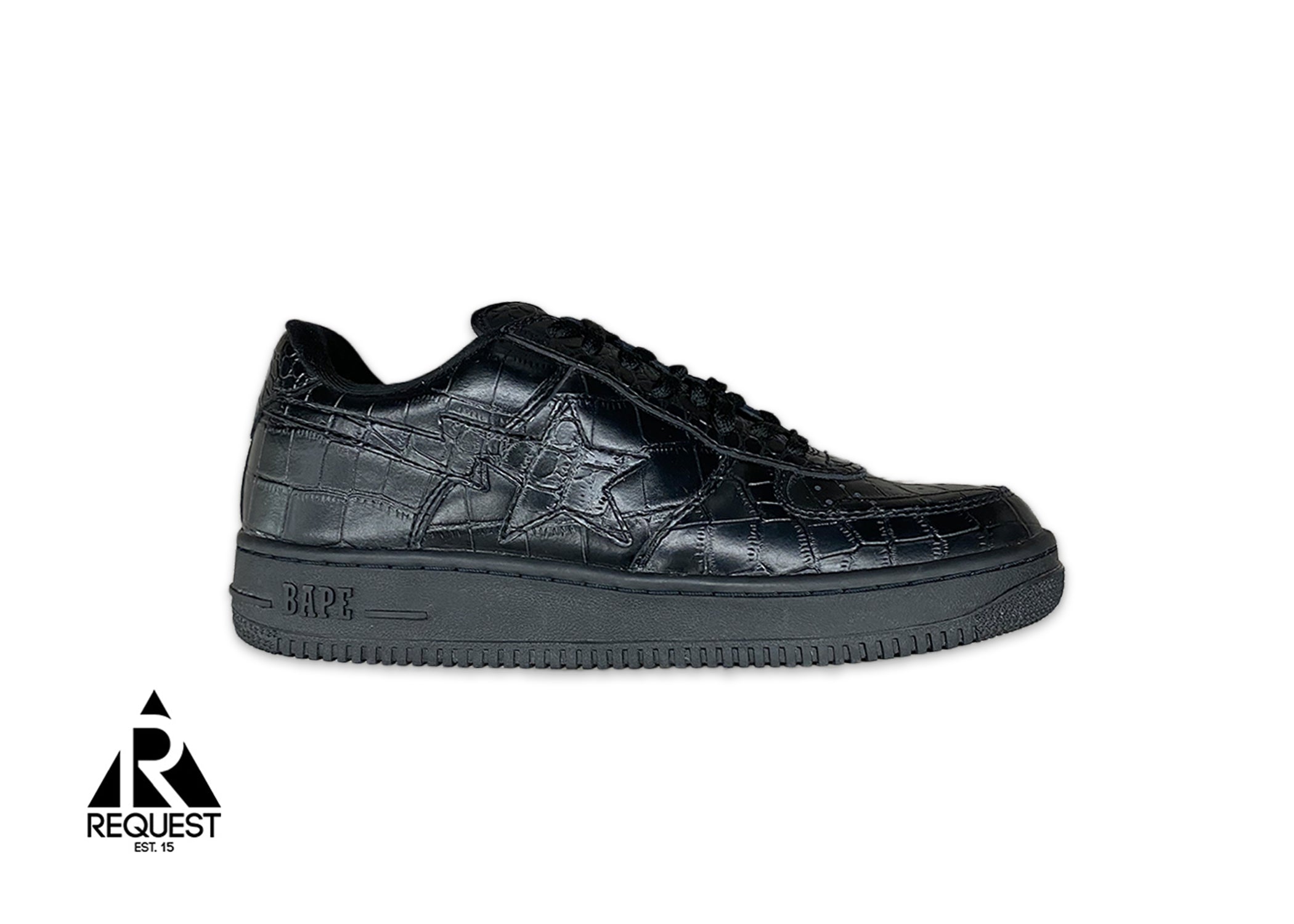 A Bathing Ape Bapesta Low "Crocodile Emboss Black Leather 2009"