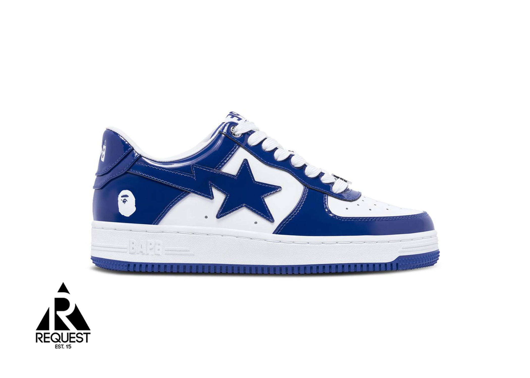 A Bathing Ape Bapesta Low “Patent White Blue”