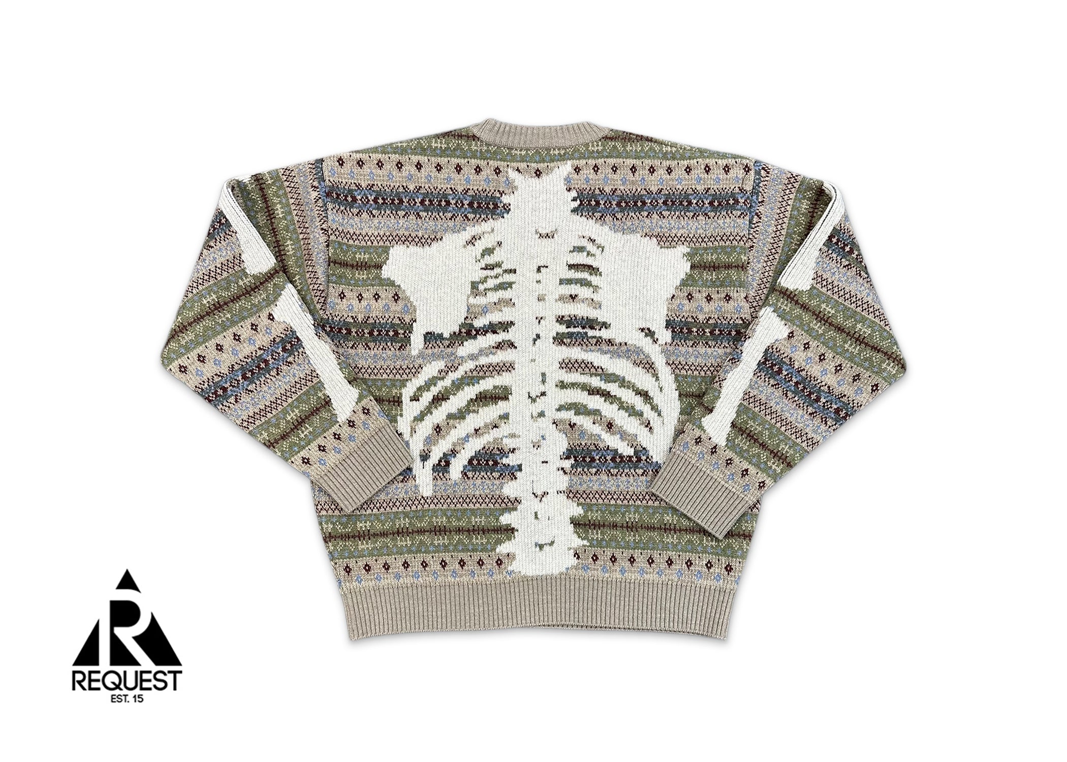 Kapital Skeleton Distressed Jacquard Knit Sweater "Saxophone"