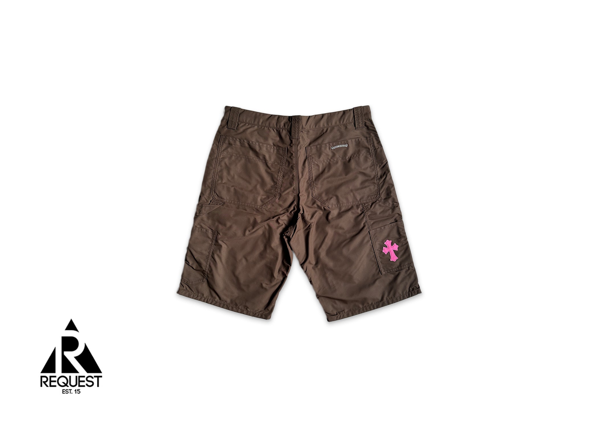 Nylon Leather Knee Carpenter Shorts W/ Cross "Brown"