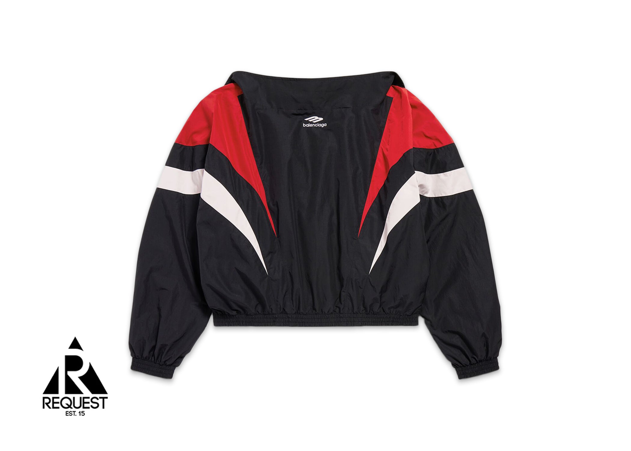Balenciaga 3B Sports Icon Off Shoulder Track Jacket "White Red"