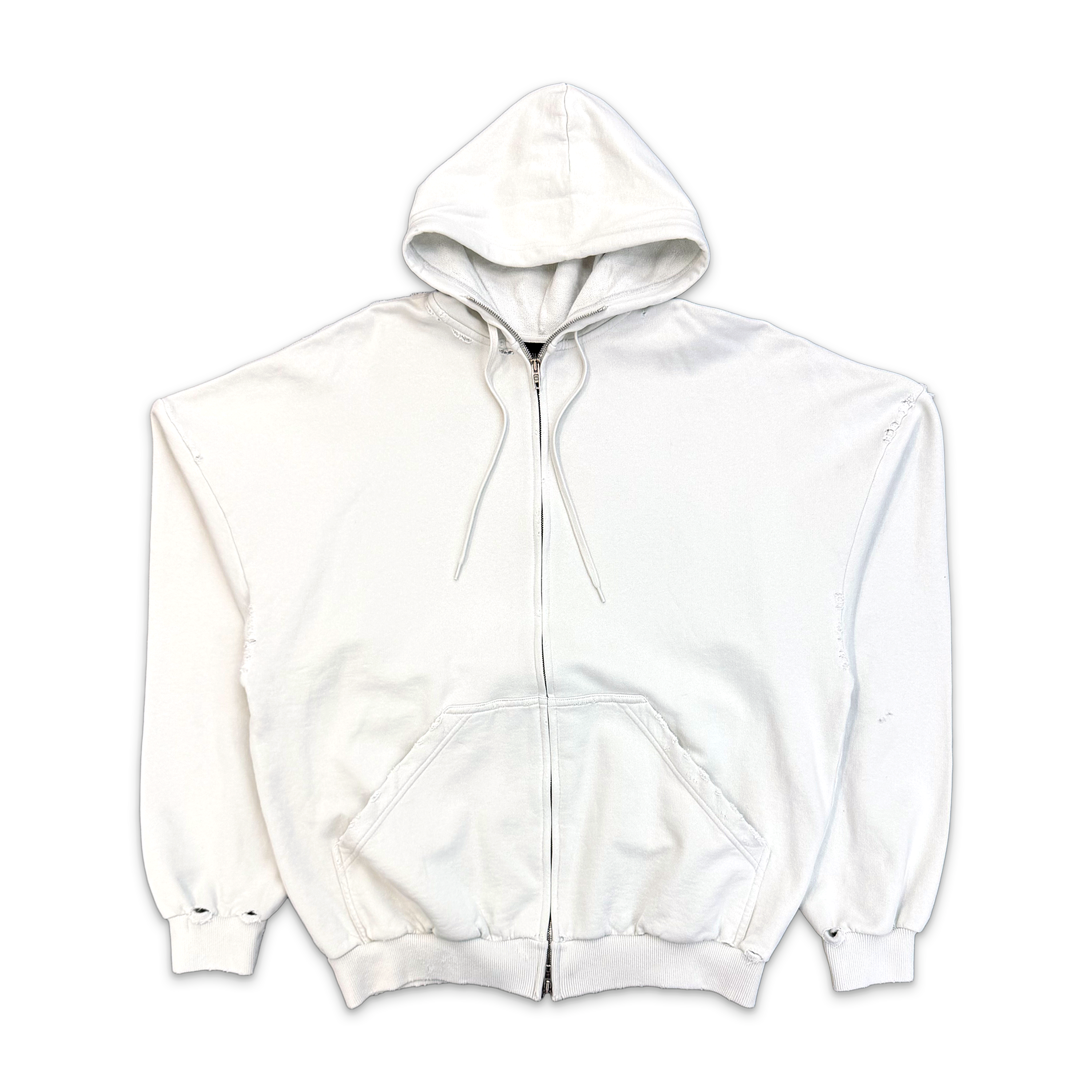 Balenciaga, Security Tape Logo Large Zip-Up Hoodie "Dirty White Red"