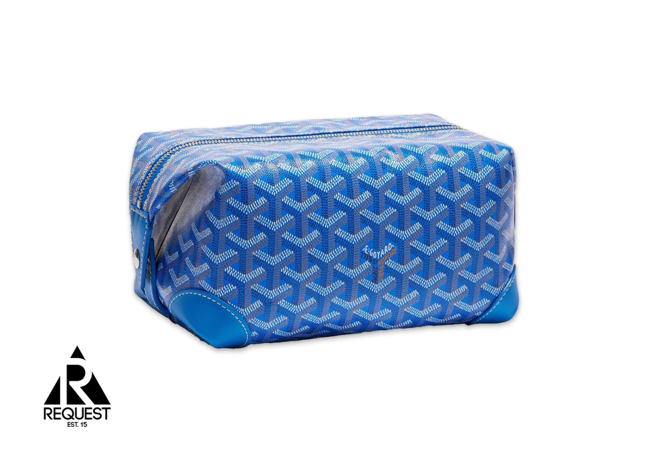 【美品】ゴヤールGOYARD 希少ボーイング25トイレタリーケースポーチ青ブルー Bowling 25 Toiletry Bag 