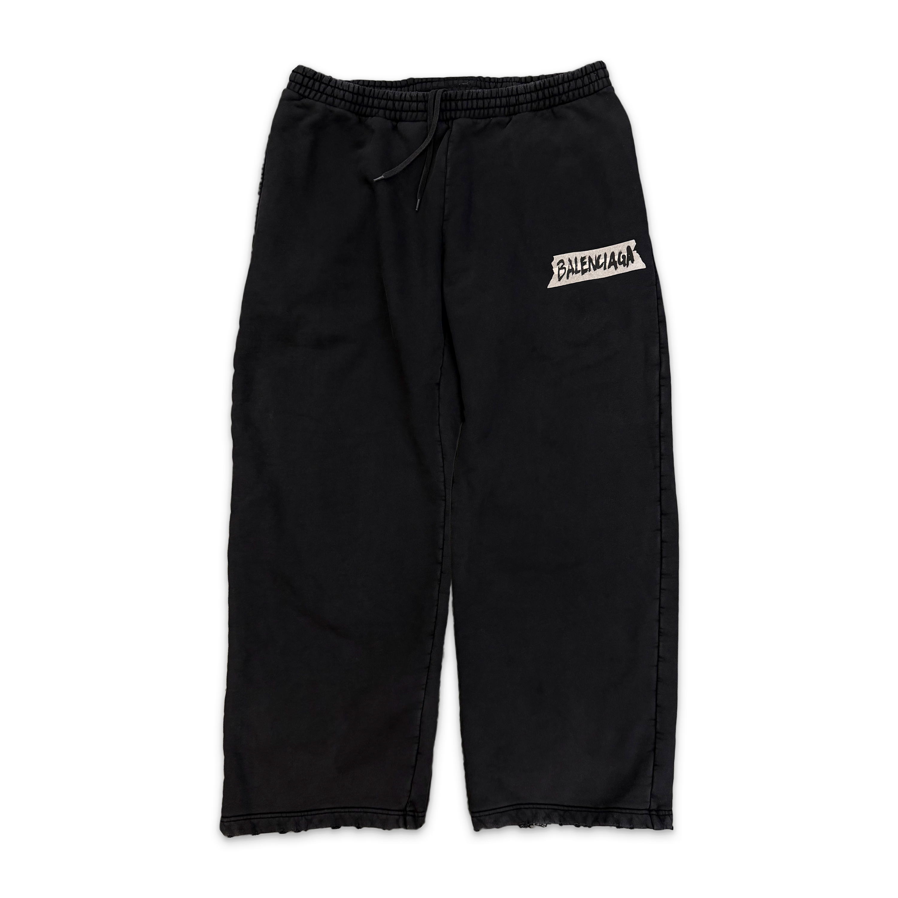 Masking Tape Logo Baggy Sweatpants "Faded Black"