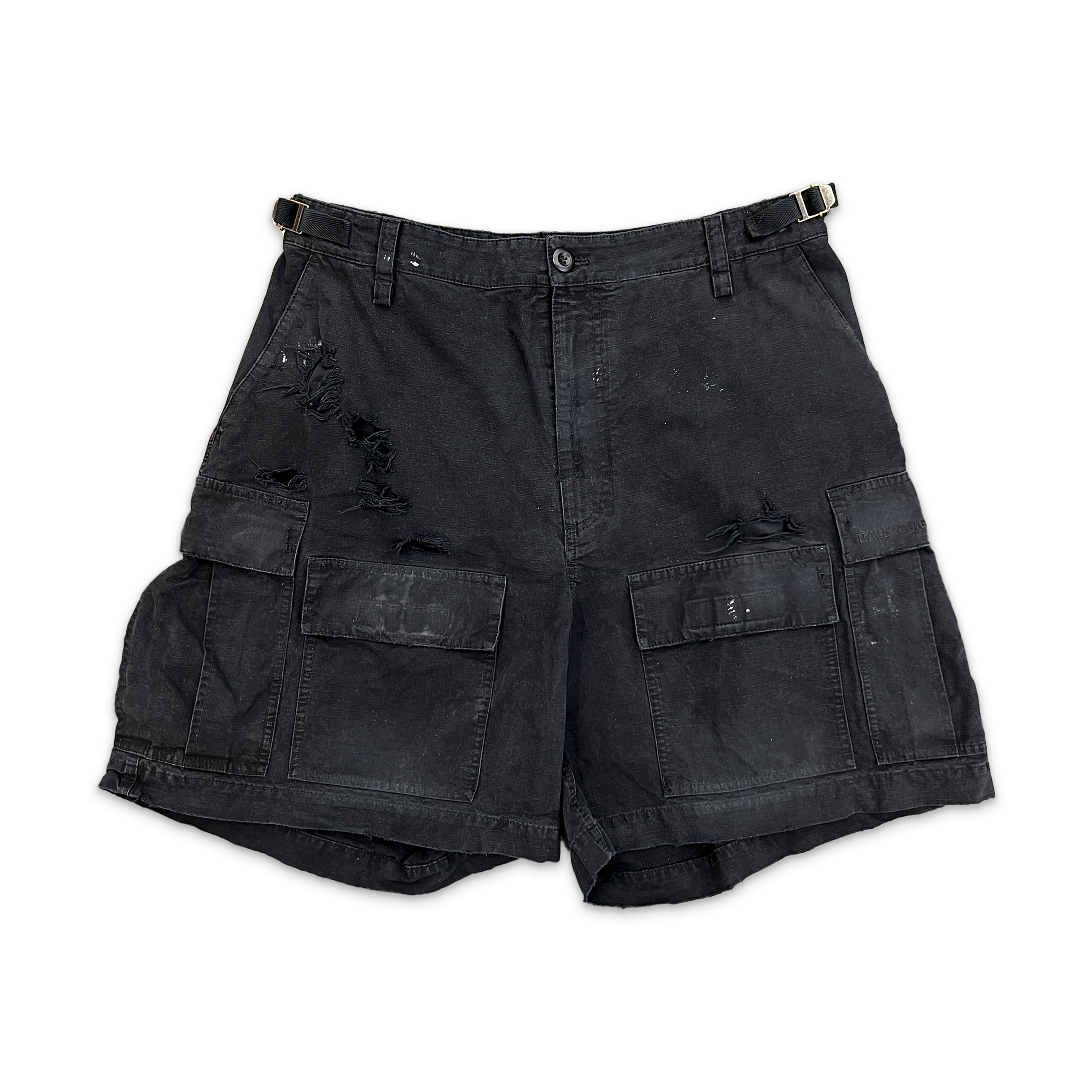 Distressed Cargo Shorts "Black"