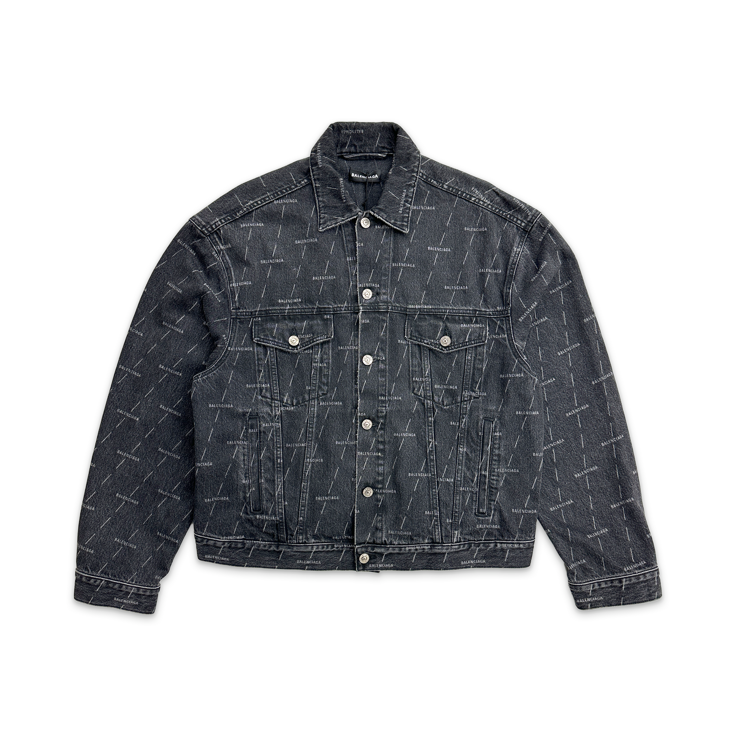 Balenciaga, Allover Print Denim Jacket "Stonewashed Black"