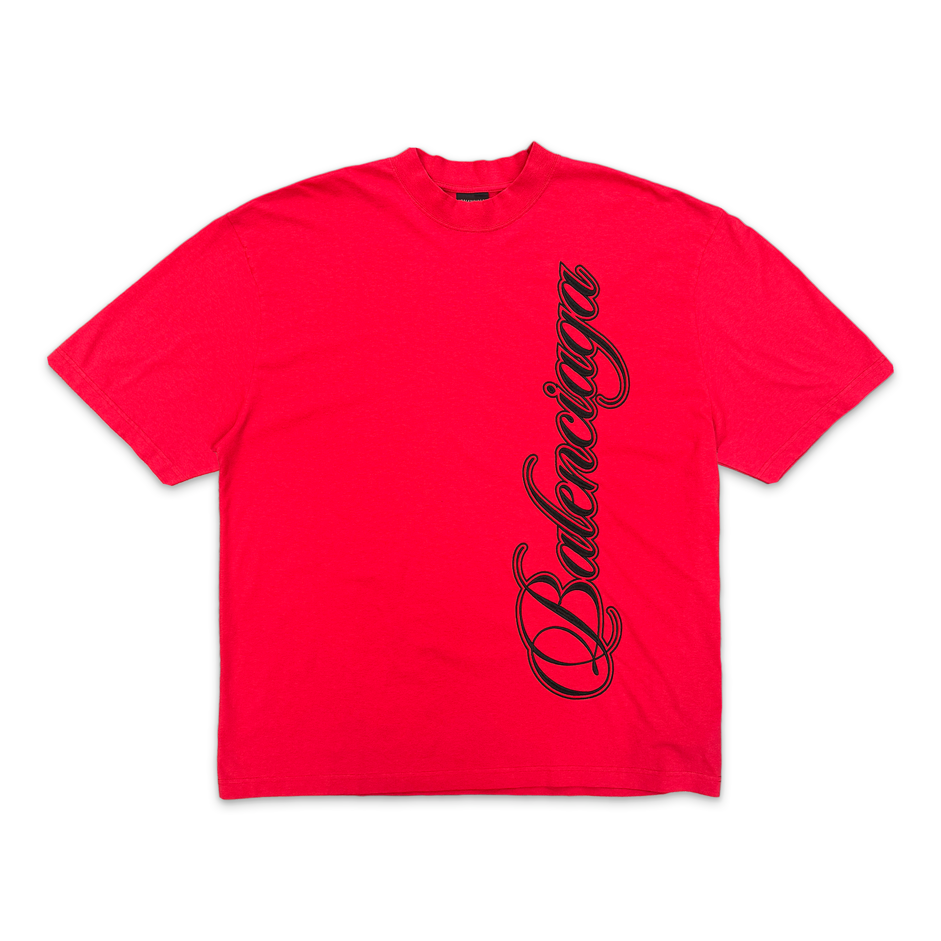 Cursive Logo Medium Fit Tee "Red Black"