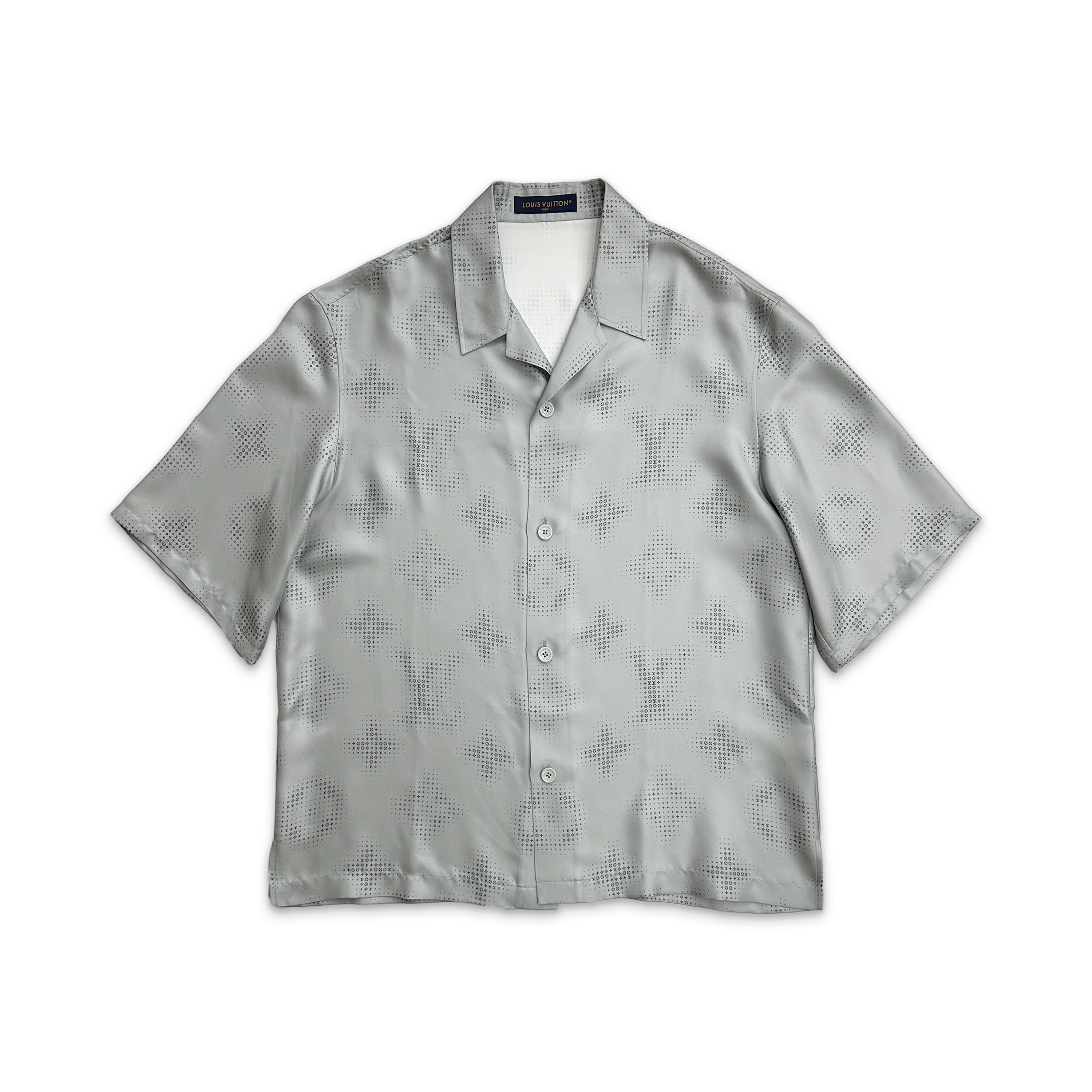 Silk Monogram Button Up "Grey"