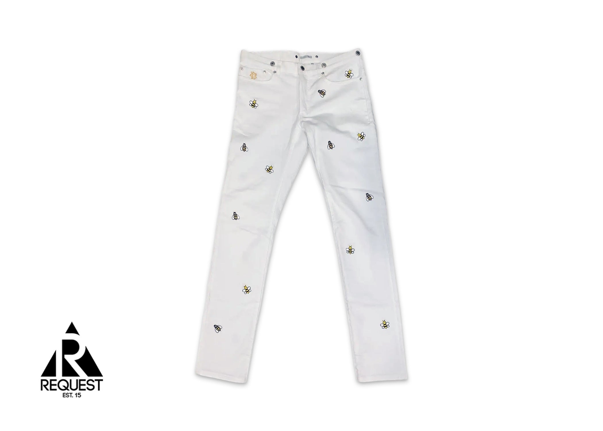 Dior x KAWS Bee Embroidery Jeans "White"