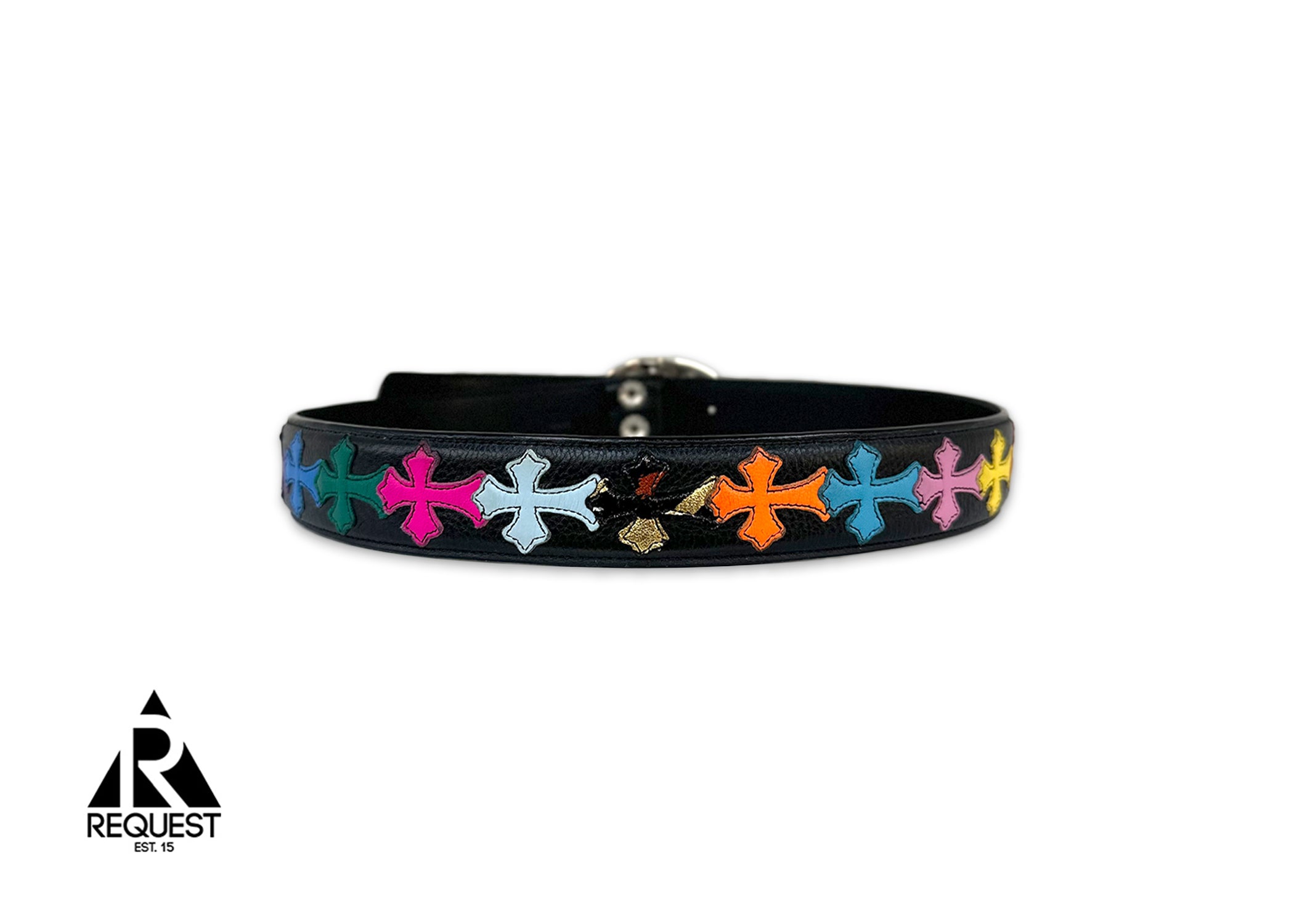 Thin Oval Cross Buckle Belt "Multi Color Crosses"