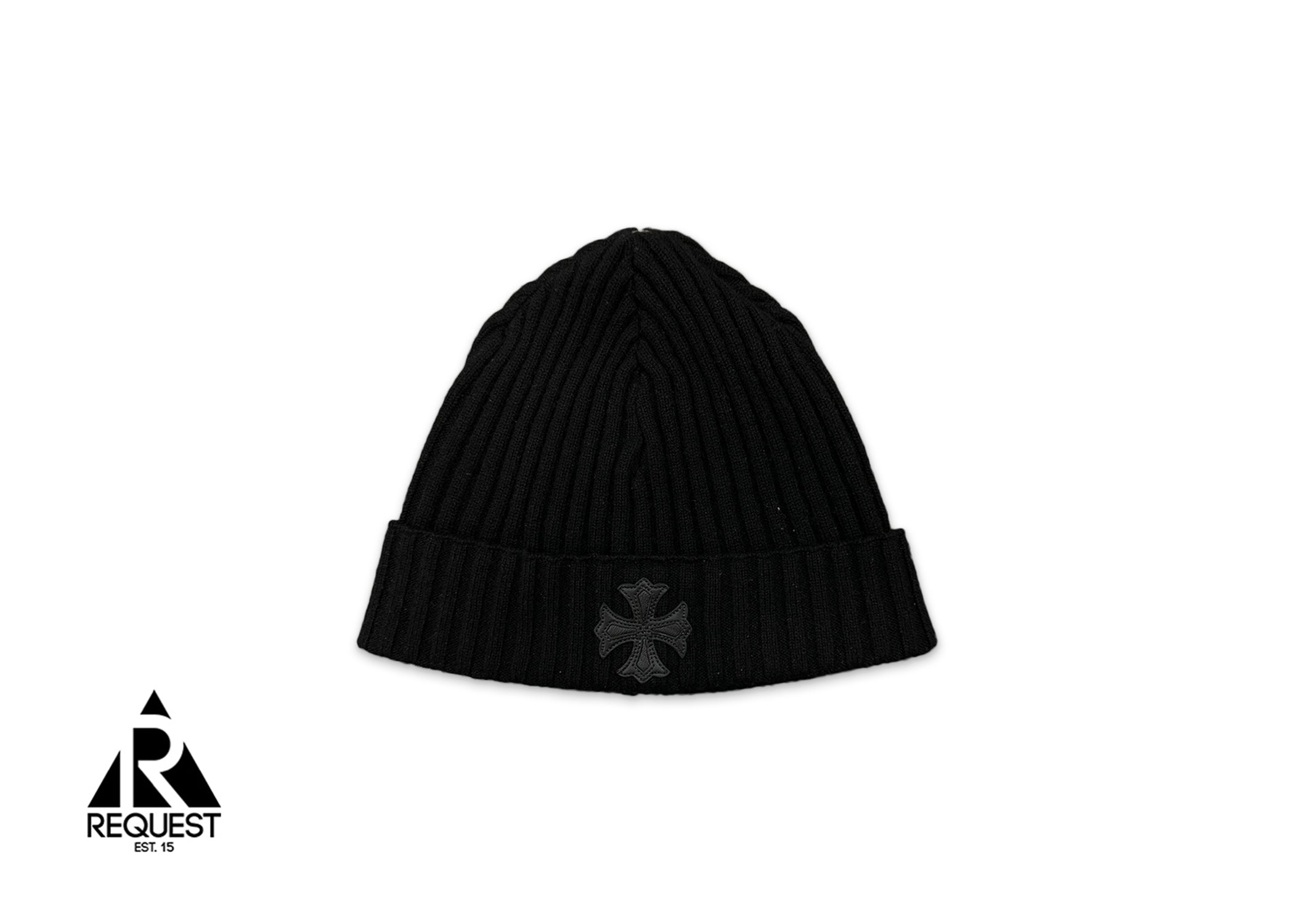 Cashmere Leather Plus Cross Beanie "Black"