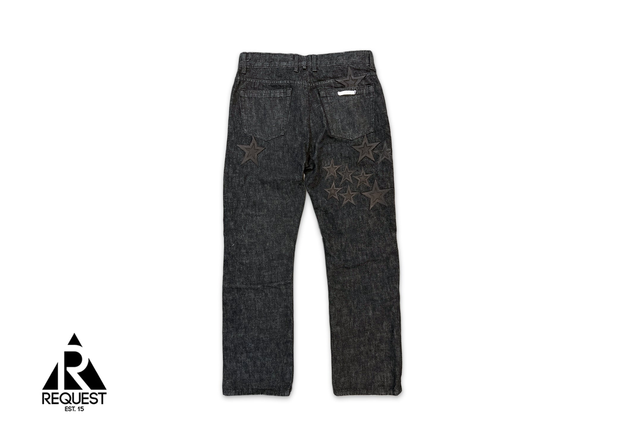 Black Star Leather Patches Fleur Denim Jeans "Black"