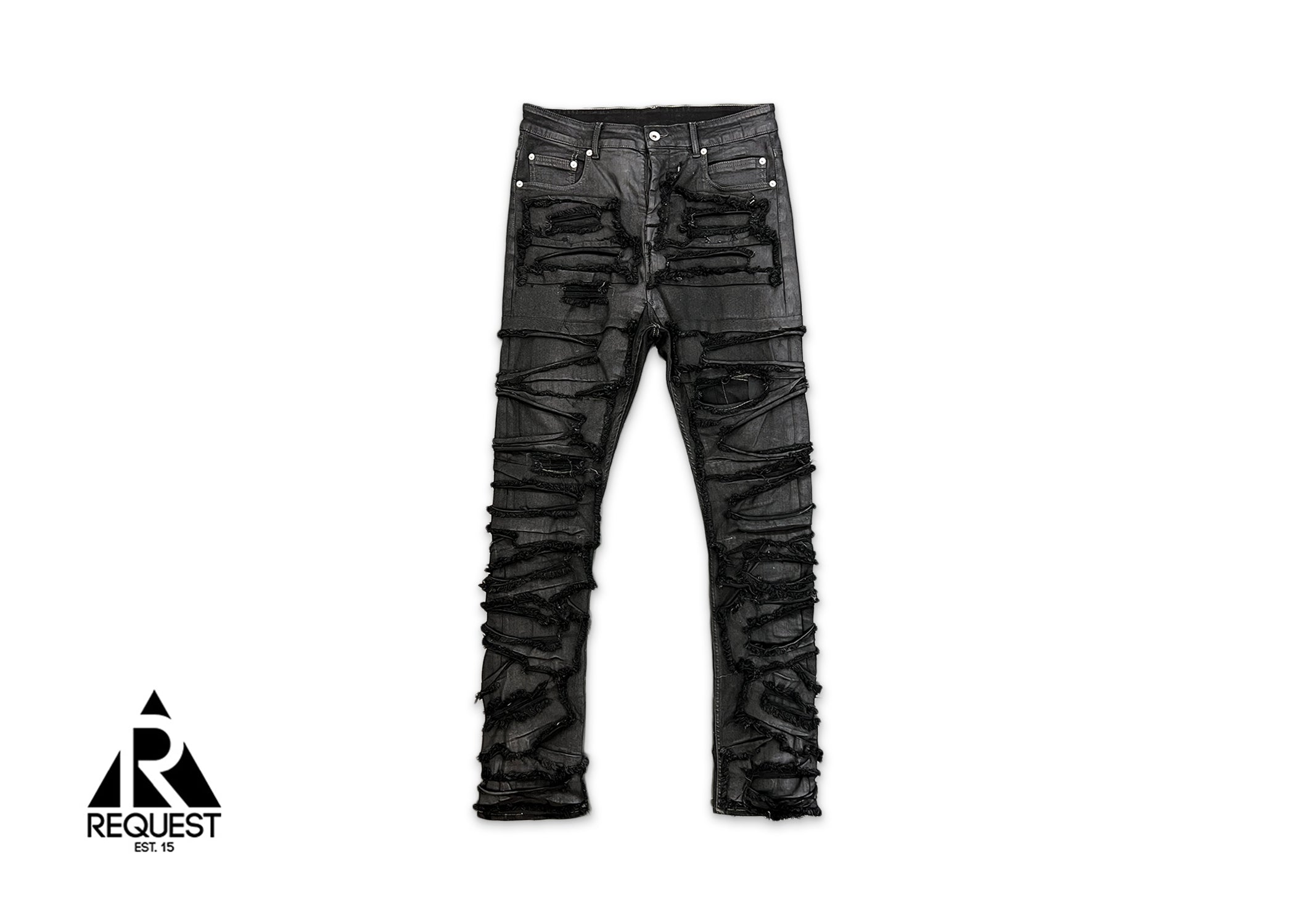 Detroit Cut Distressed Denim "Black Wax"