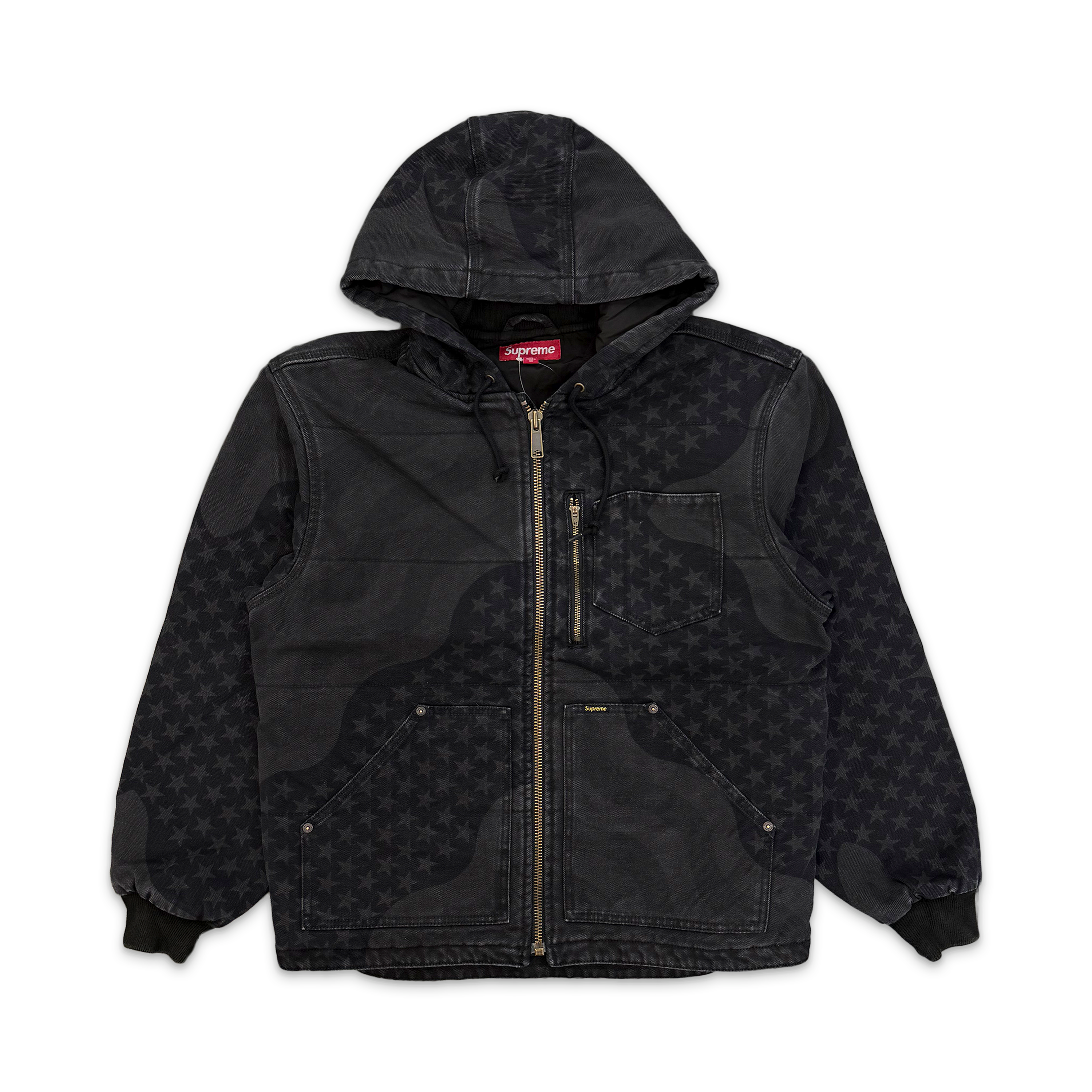 Supreme, Quilted Hooded Work Jacket SS26 "Black Flag Print"