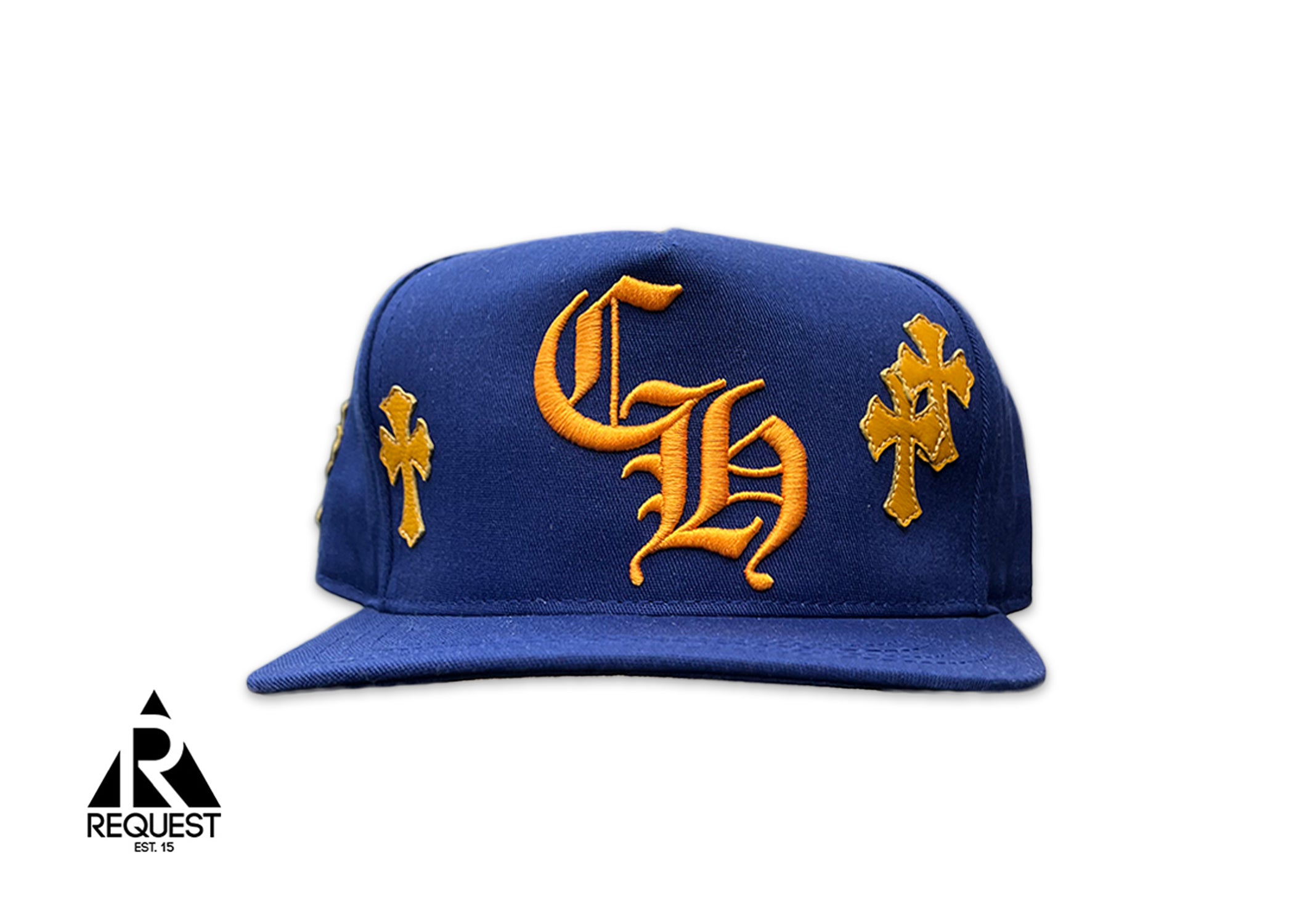 Chrome Hearts Yellow Leather Crosses Snapback "Blue"