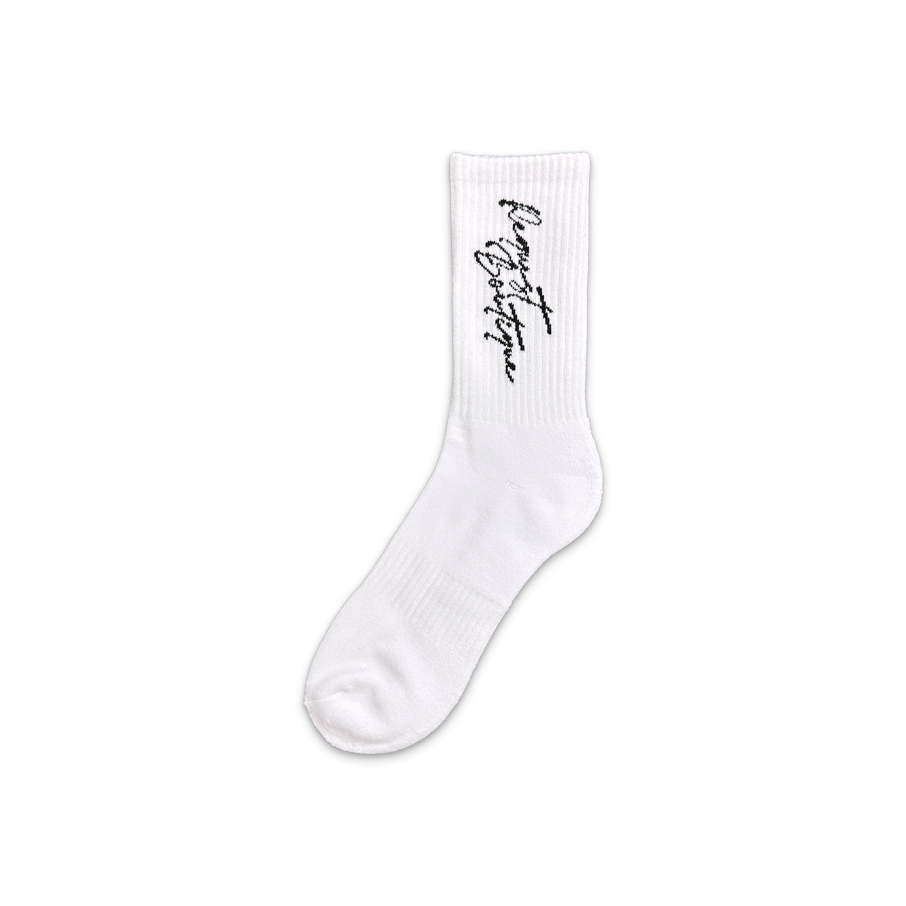 Request, Request Vertical Script Socks "White & Black"