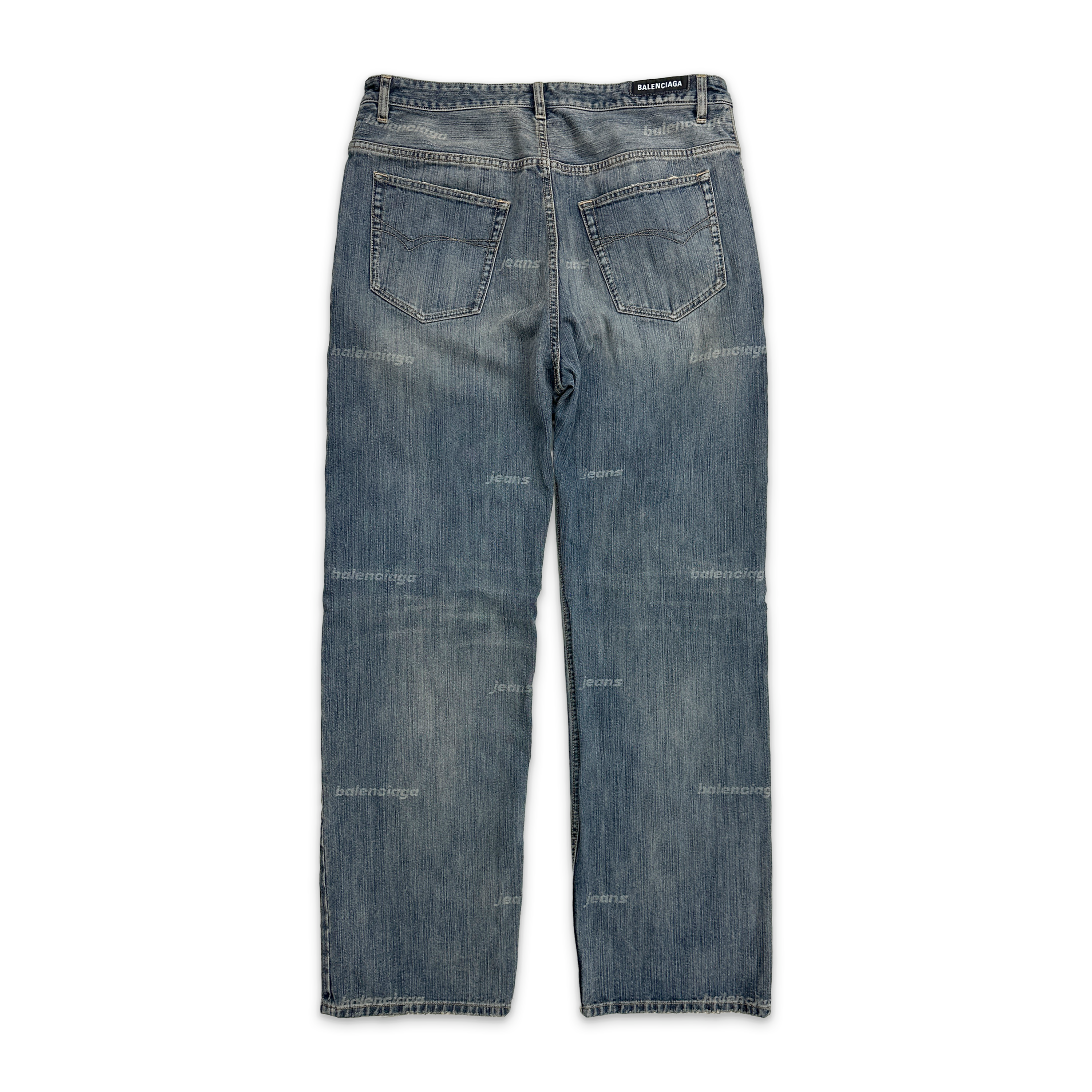 Balenciaga, Laser Logo Denim Jeans “Sand Wash"