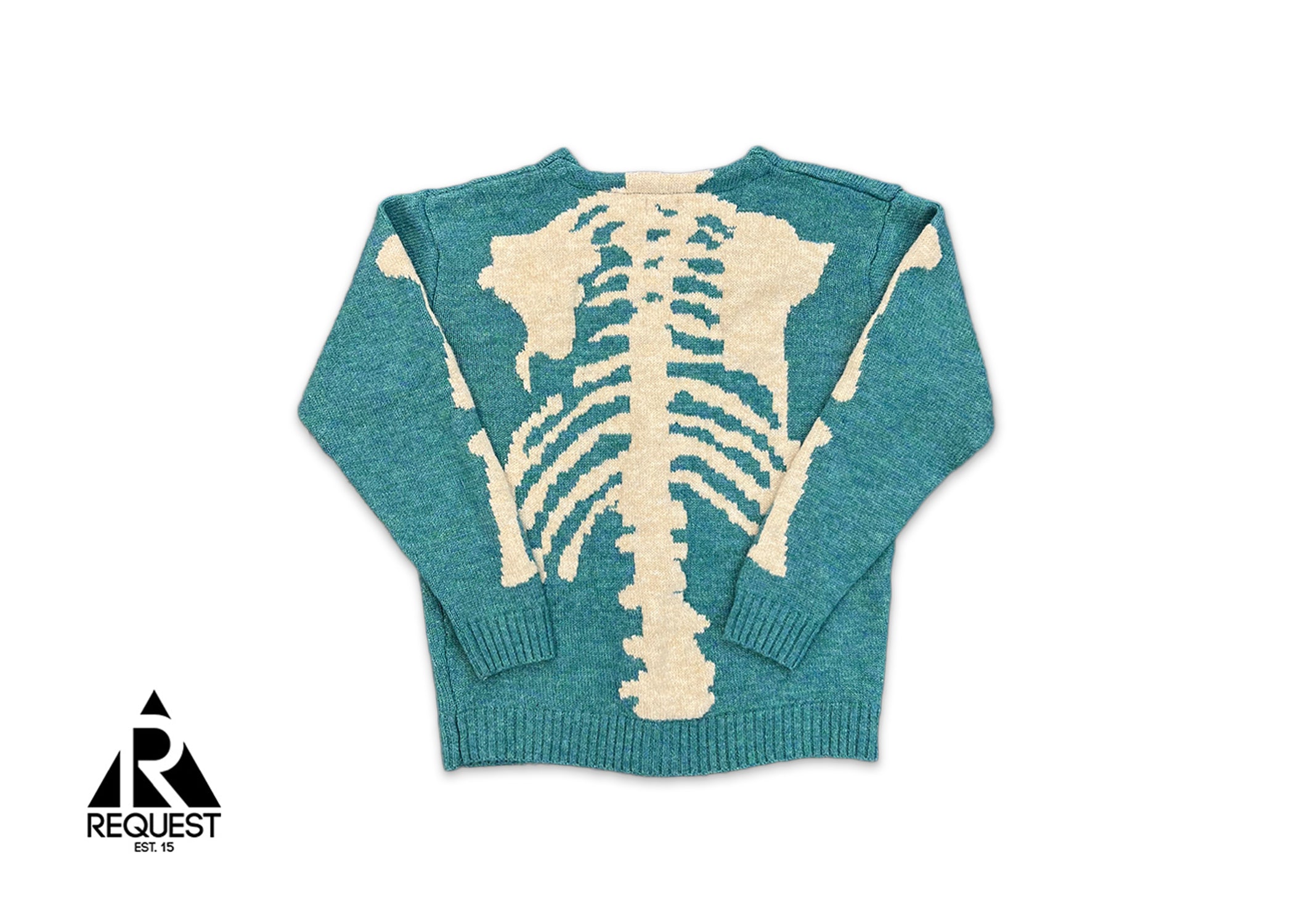 Kapital Skeleton Distressed Jacquard Knit Cardigan "Teal"