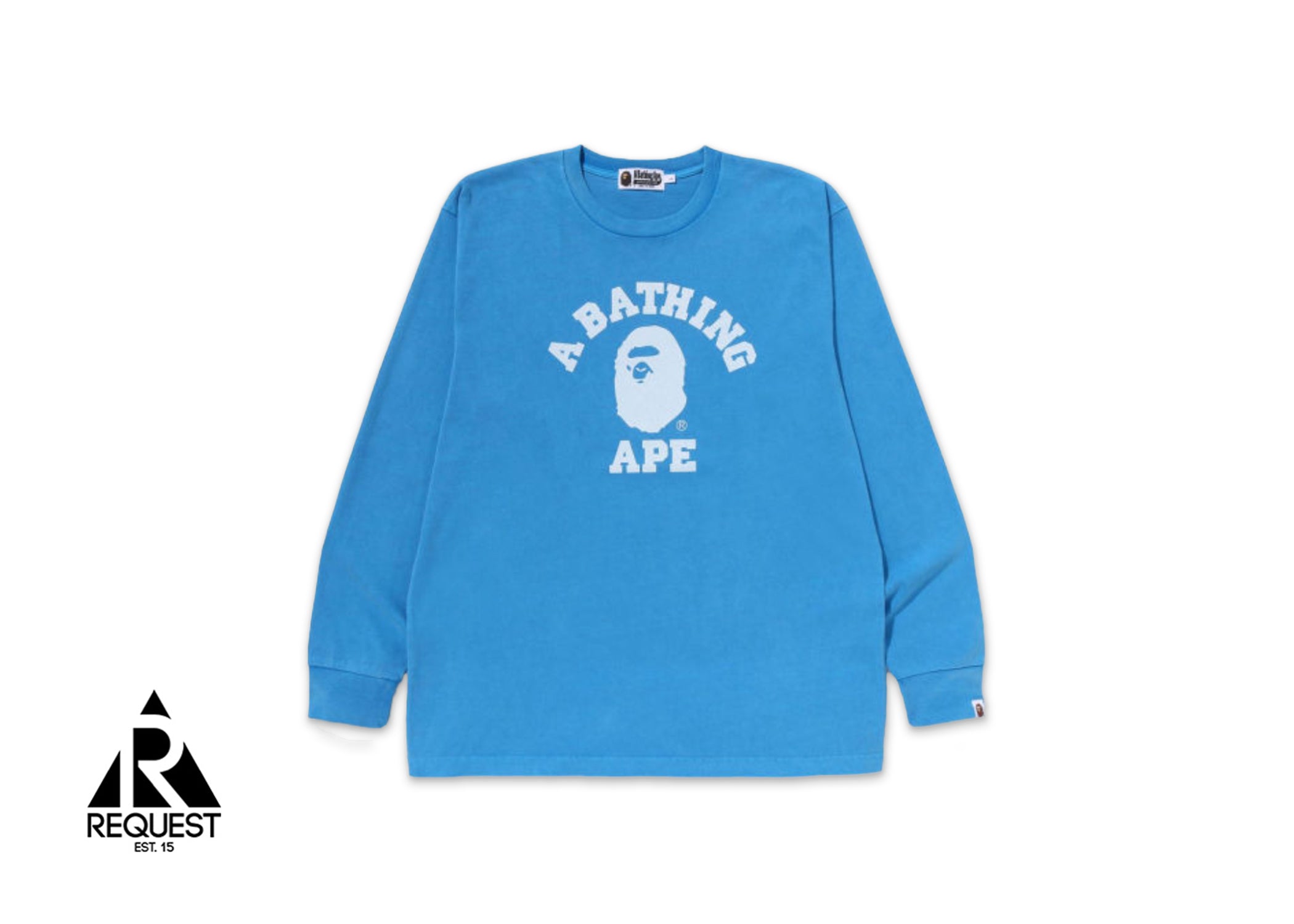 A Bathing Ape BAPE Overdye College Relaxed Fit L/S Tee "Blue"