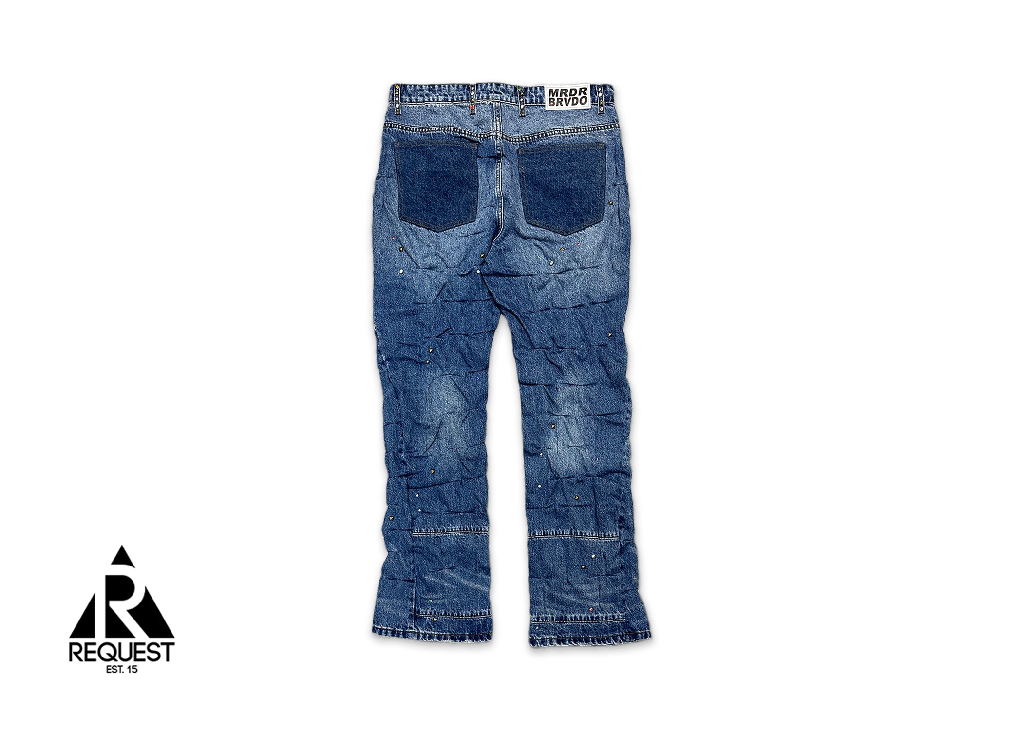 Multicolor Stud Cinched Denim Jeans "Multicolor"