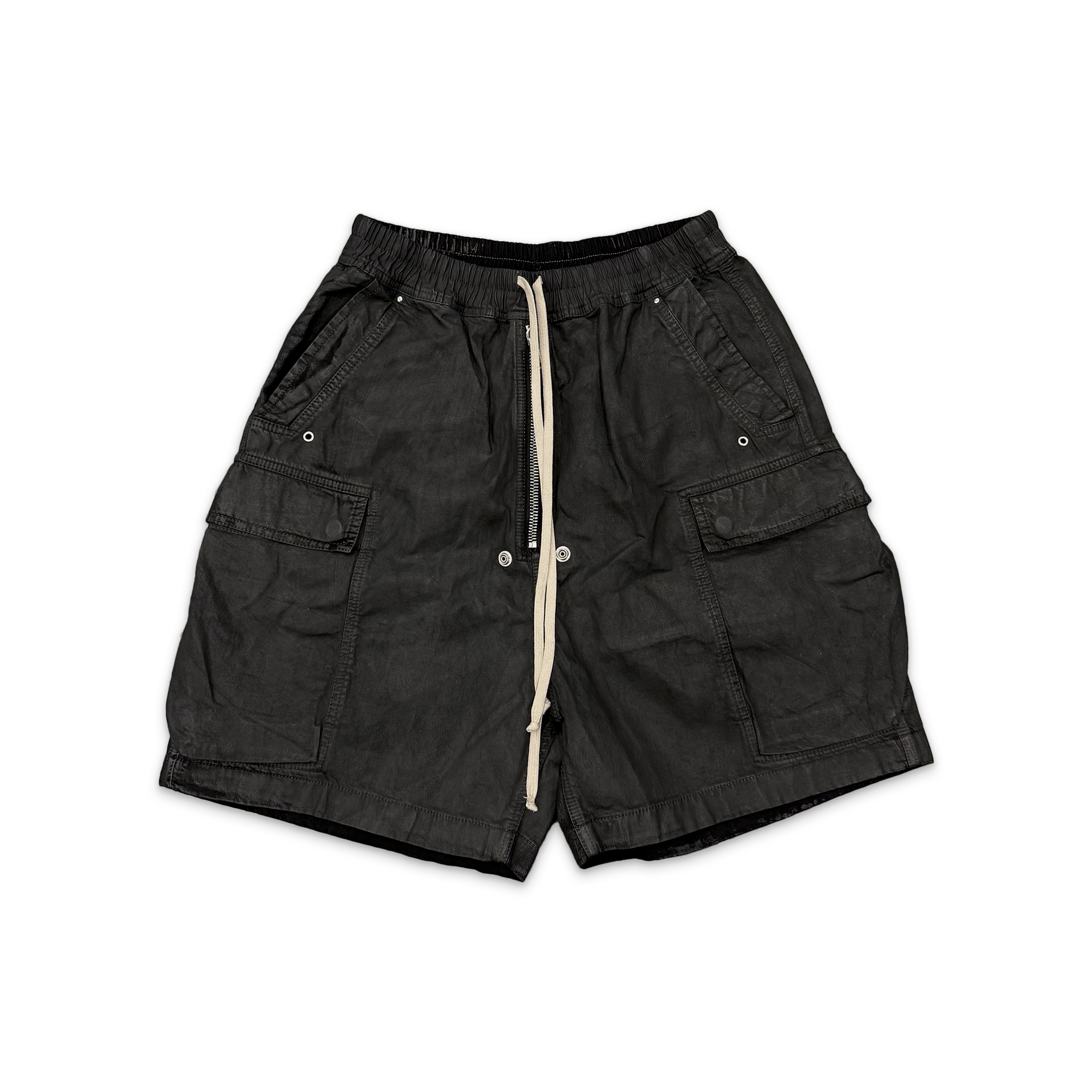 Rick Owens DRKSHDW, Cargo Bela Shorts "Black Waxed"