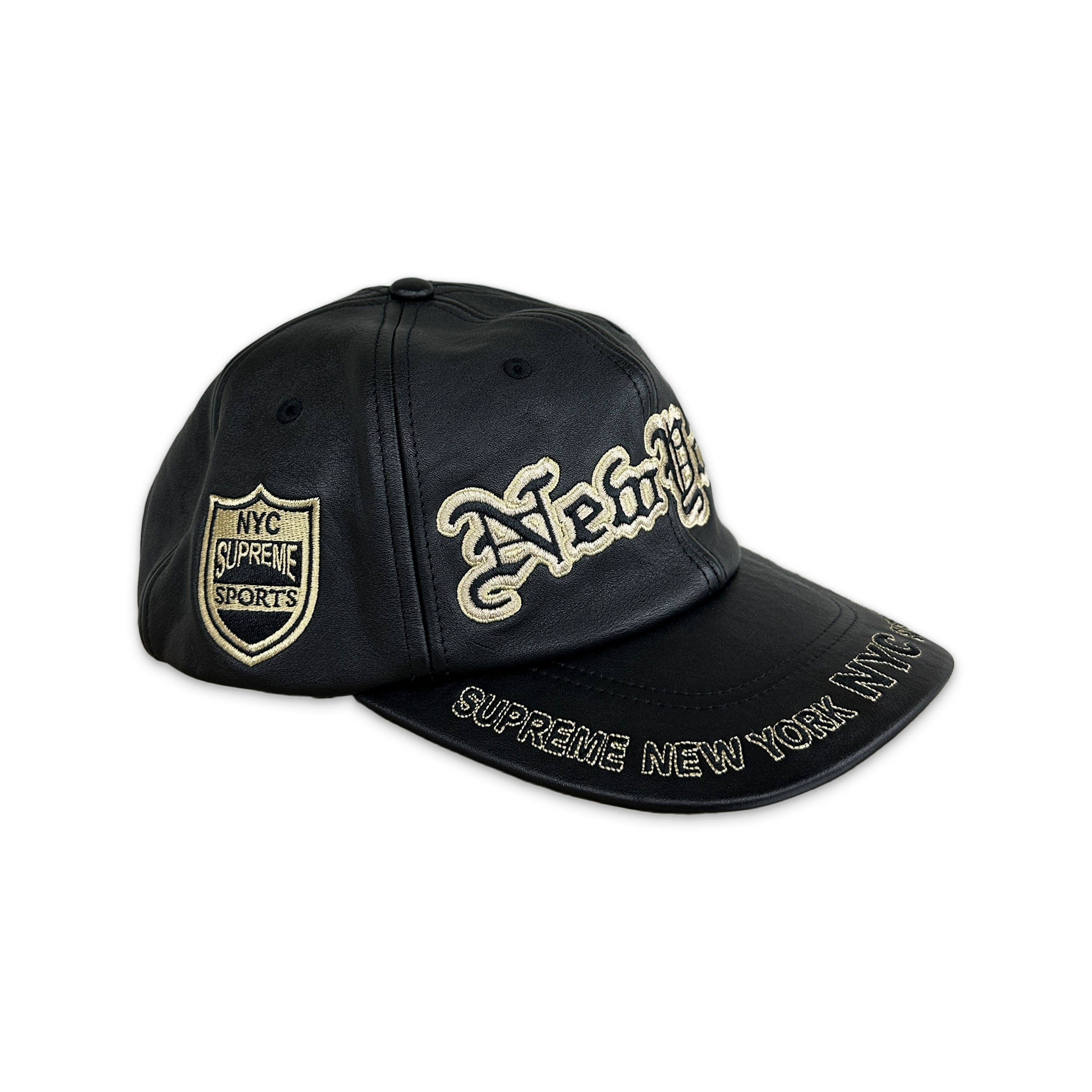 New York Leather 6-Panel Hat FW25 "Black"