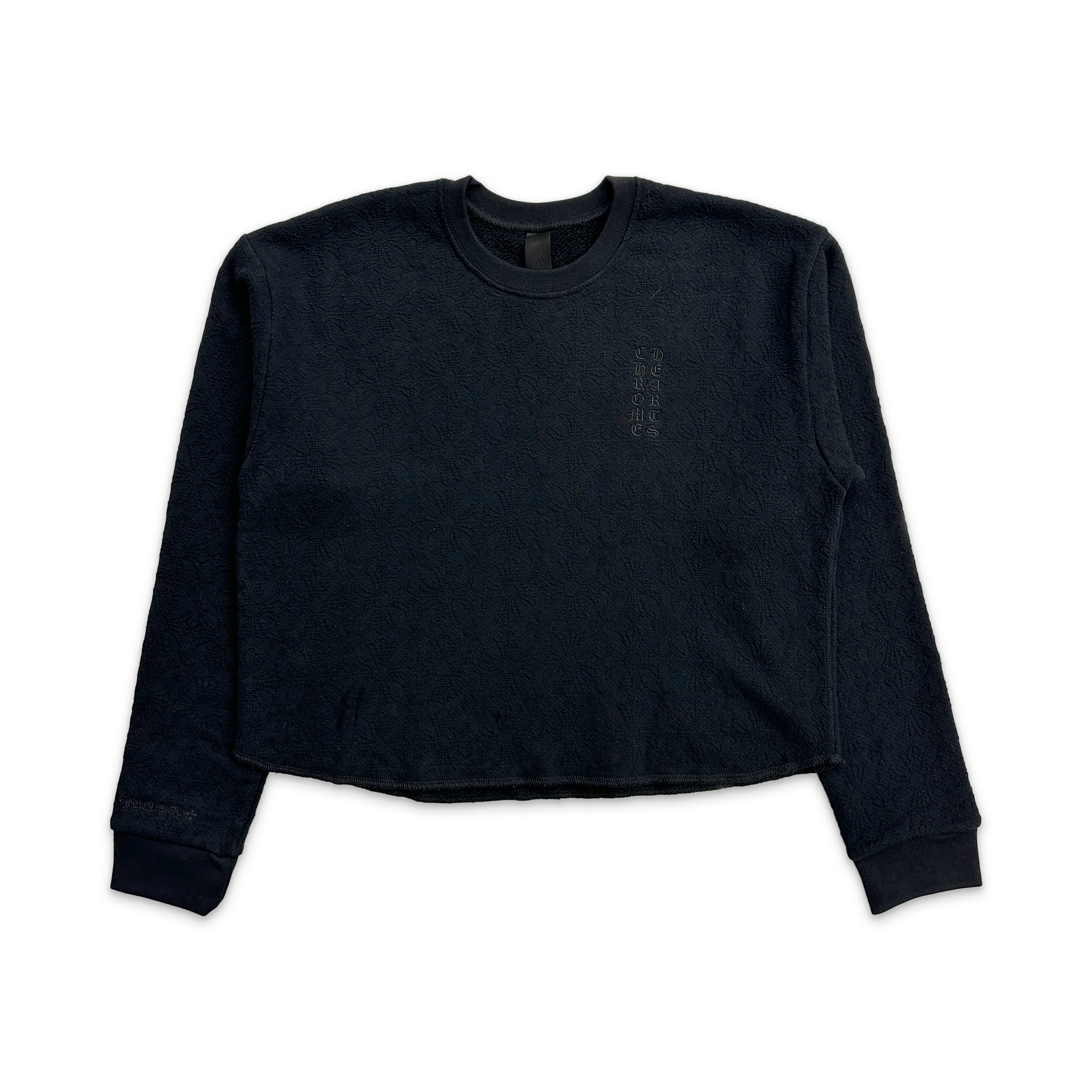 Chrome Hearts, Motif Embroidered Cropped Crewneck Sweater "Black" (W)