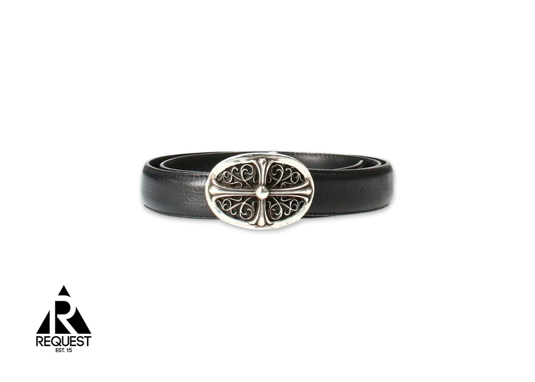 Chrome Hearts Thin Oval Cross Buckle Belt "Black"