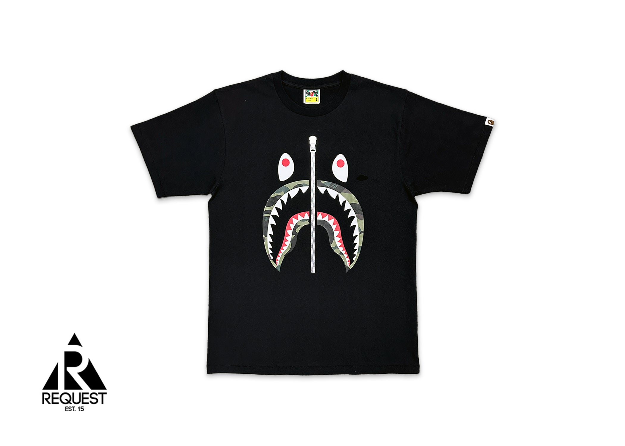 Green 1st Camo Zip Shark Tee "Black"