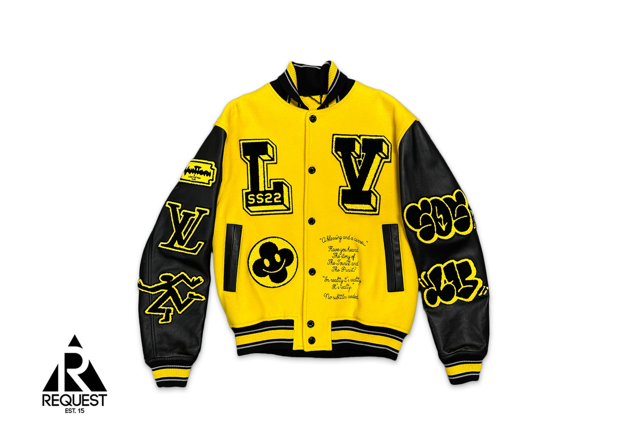 Louis Vuitton, Leather Embroidered Varsity Jacket "Black & Yellow"
