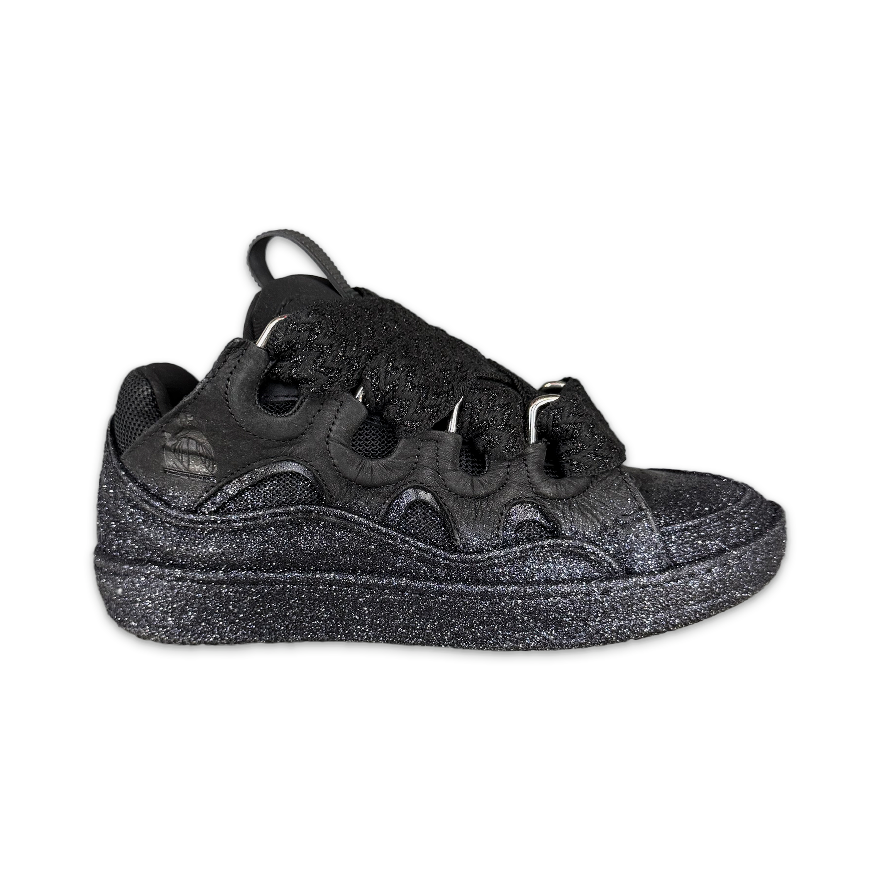 Curb Leather Sneaker "Black Glitter"