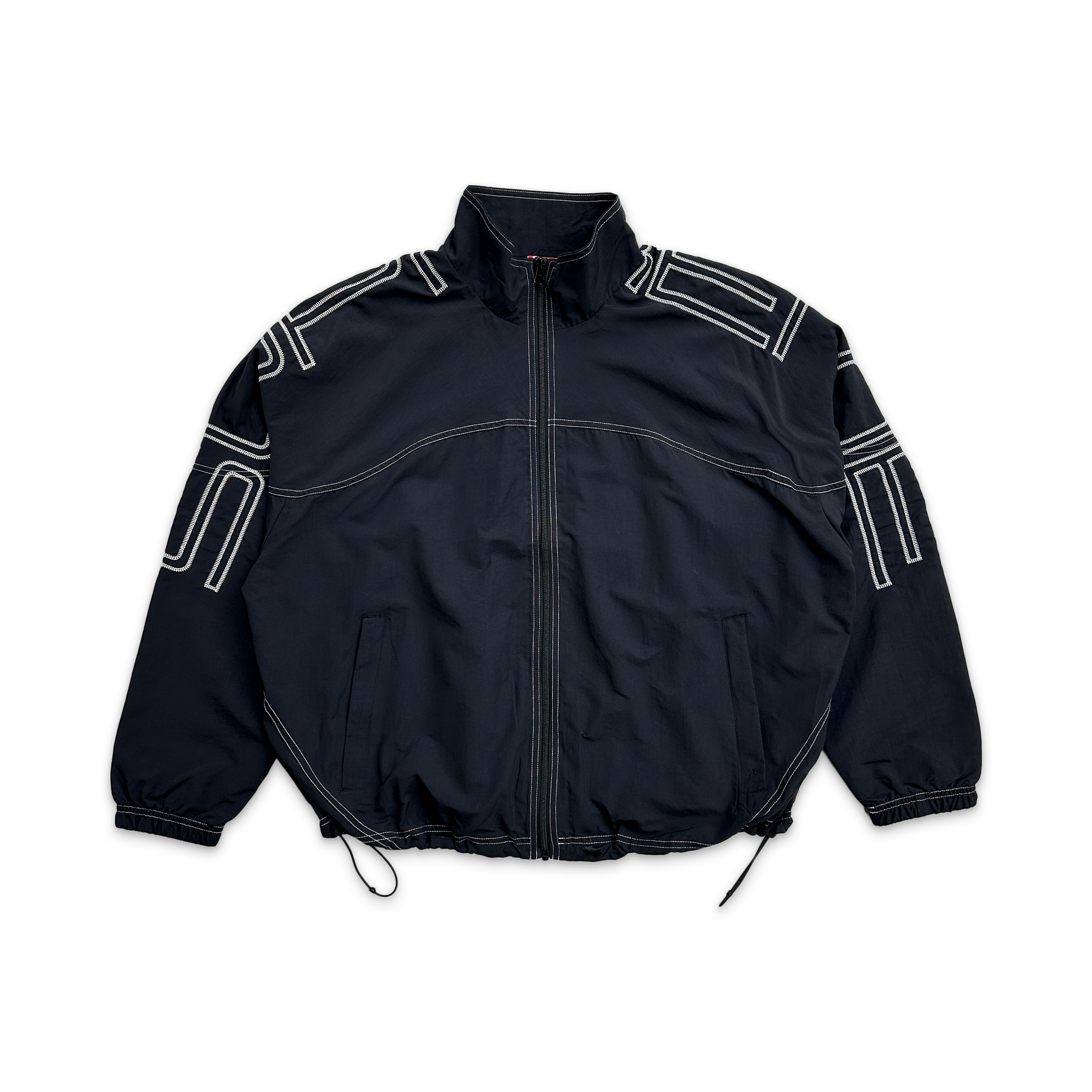Embroidered Spellout Track Jacket "Black"