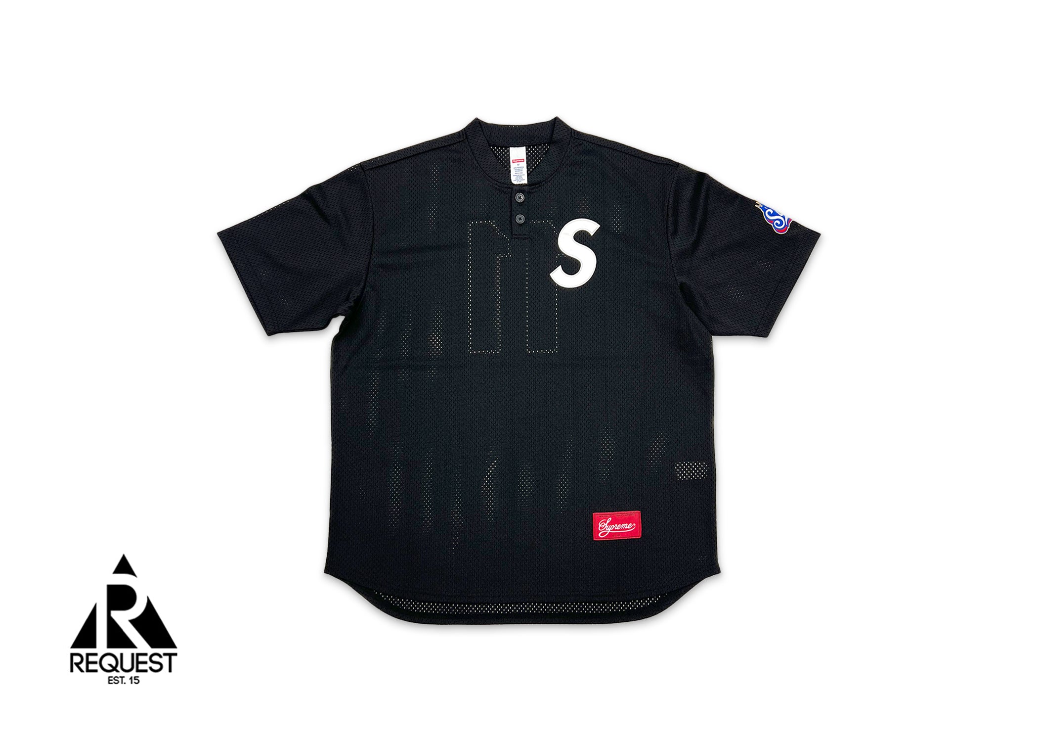 Mesh Henley Baseball Jersey "Black"