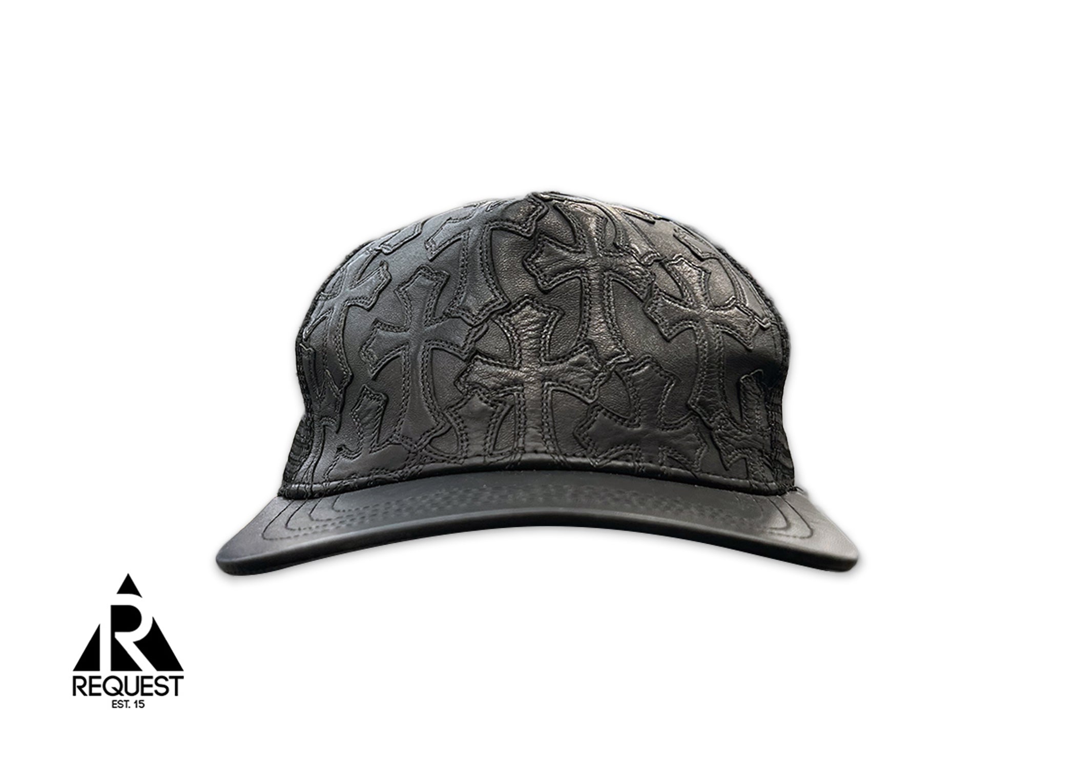 Cemetery Cross Leather Stitched Trucker Hat "Black"