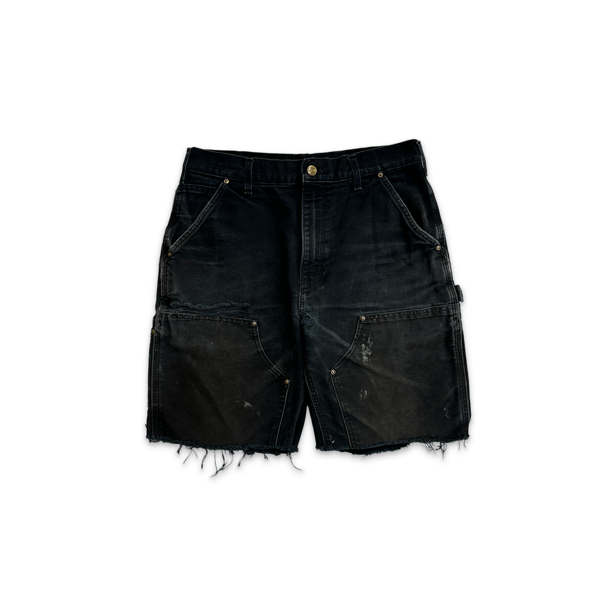 Vintage, Carhartt Distressed Double Knee Carpenter Shorts "Washed Black"