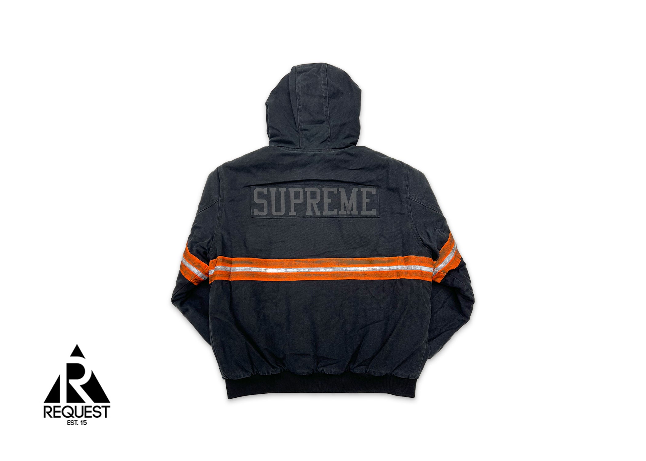 Reflective Stripe Hooded Work Jacket Black