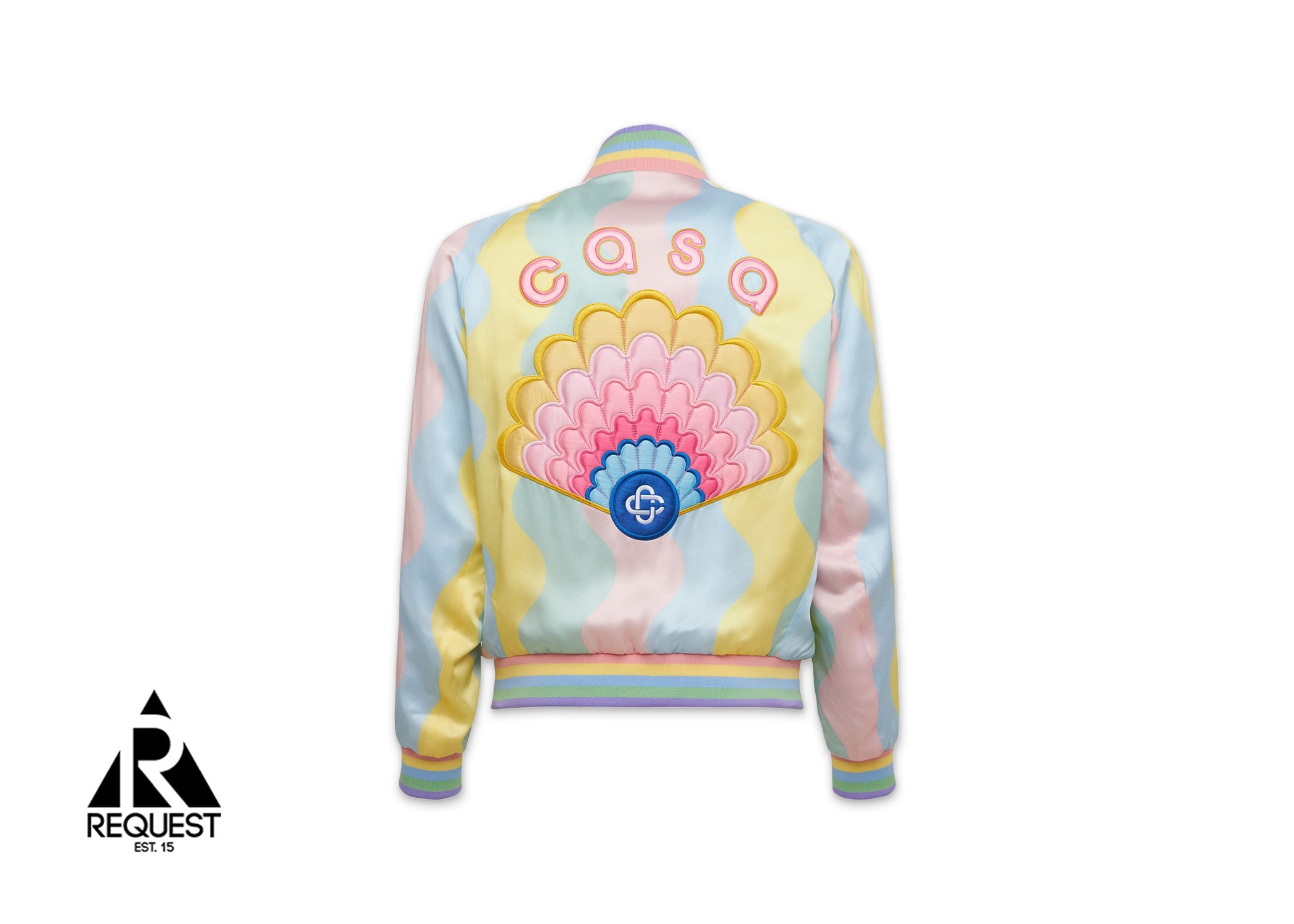 Casablanca Shell Wave Print Silk Bomber Jacket "Multicolor"