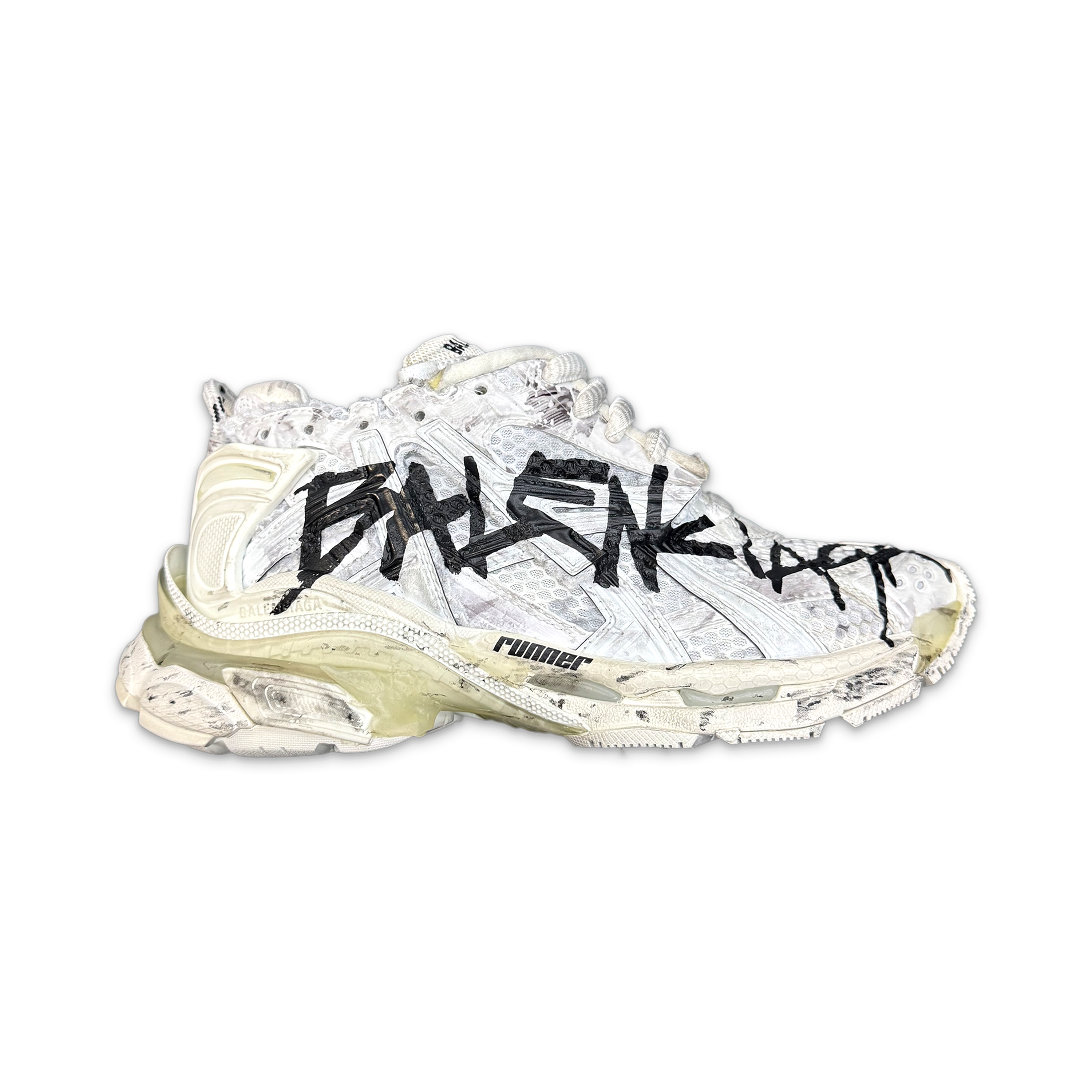 Runner "White Distressed Graffiti"