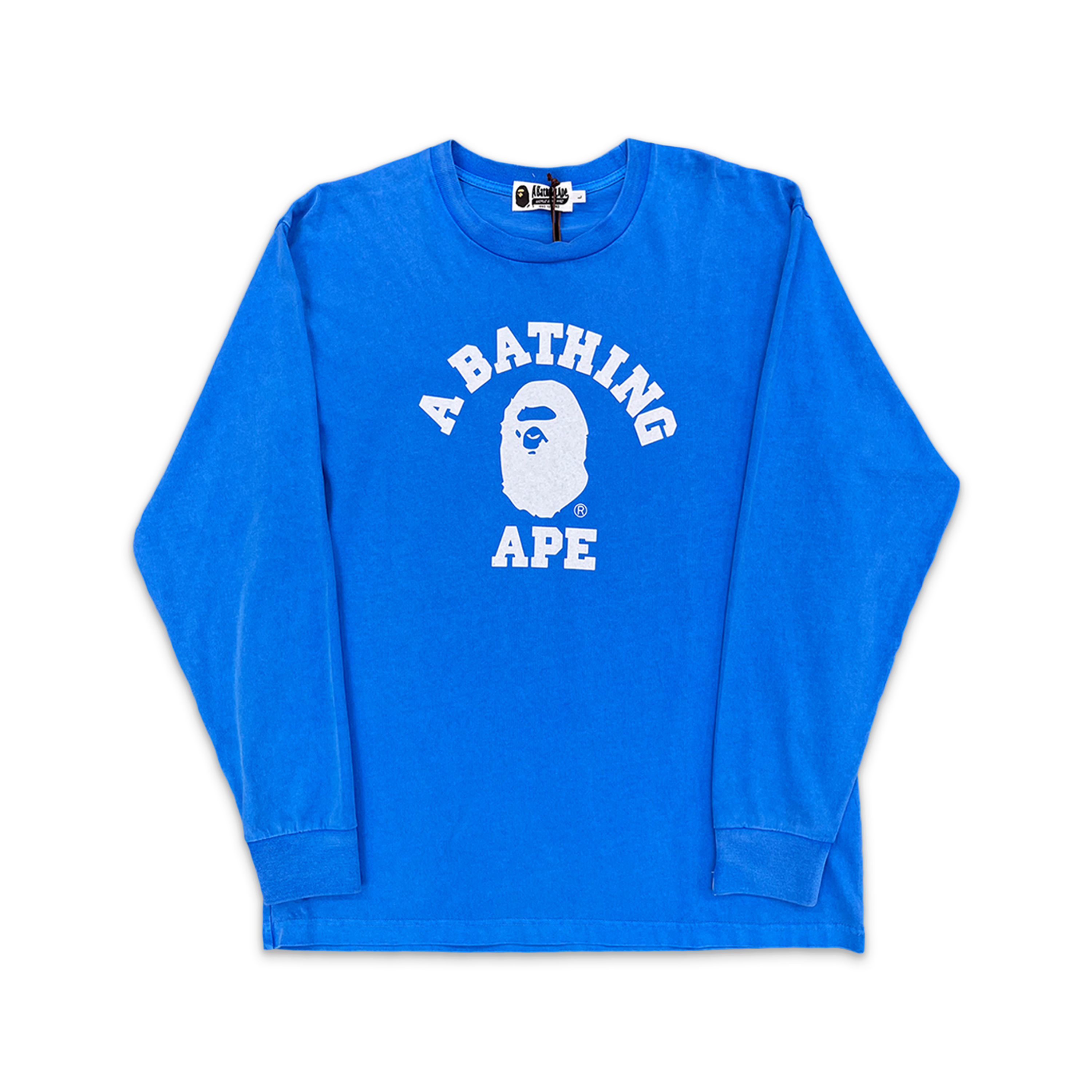 A Bathing Ape (BAPE), BAPE Over-Dye College Relaxed Fit L/S Tee "Blue"