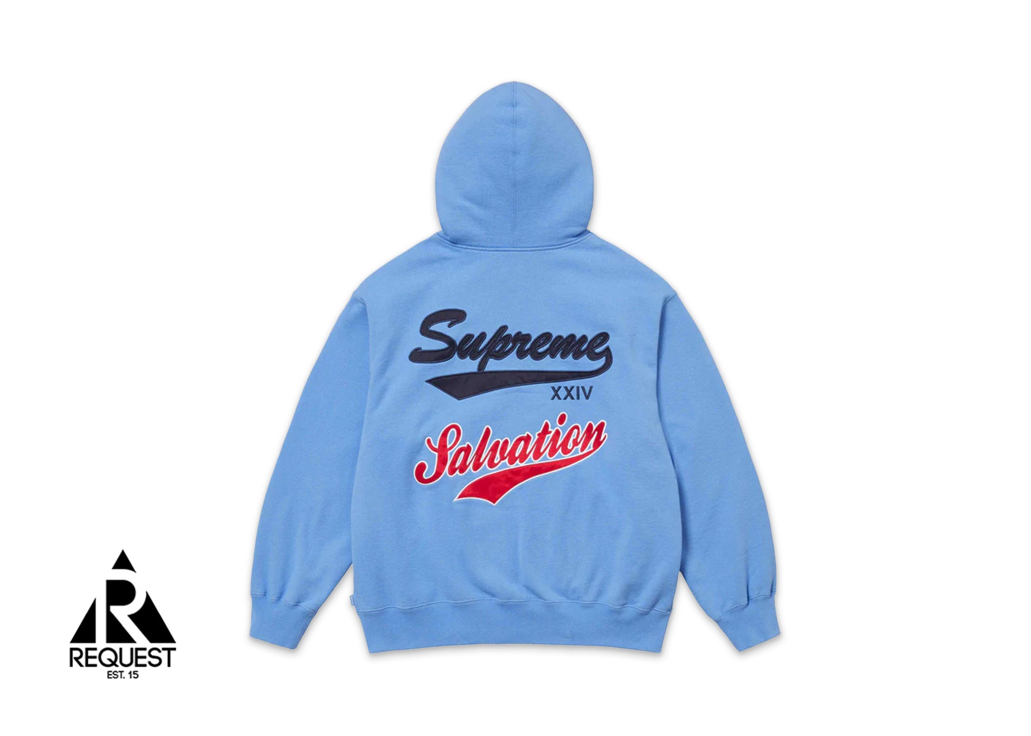 Light blue store supreme hoodie