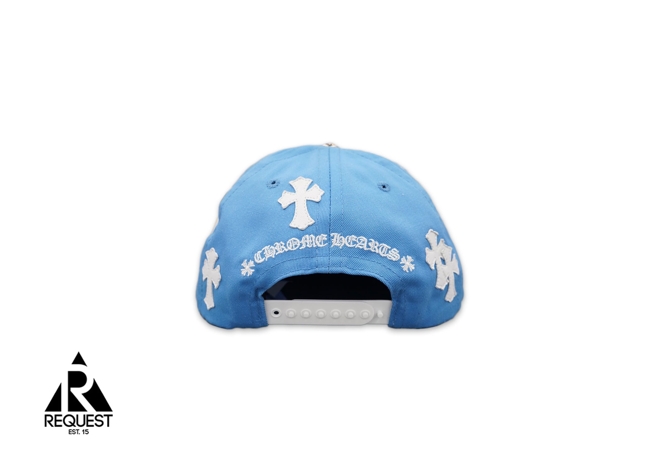 Chrome Hearts, White Leather Crosses St Barths Exclusive Snapback "Blue"