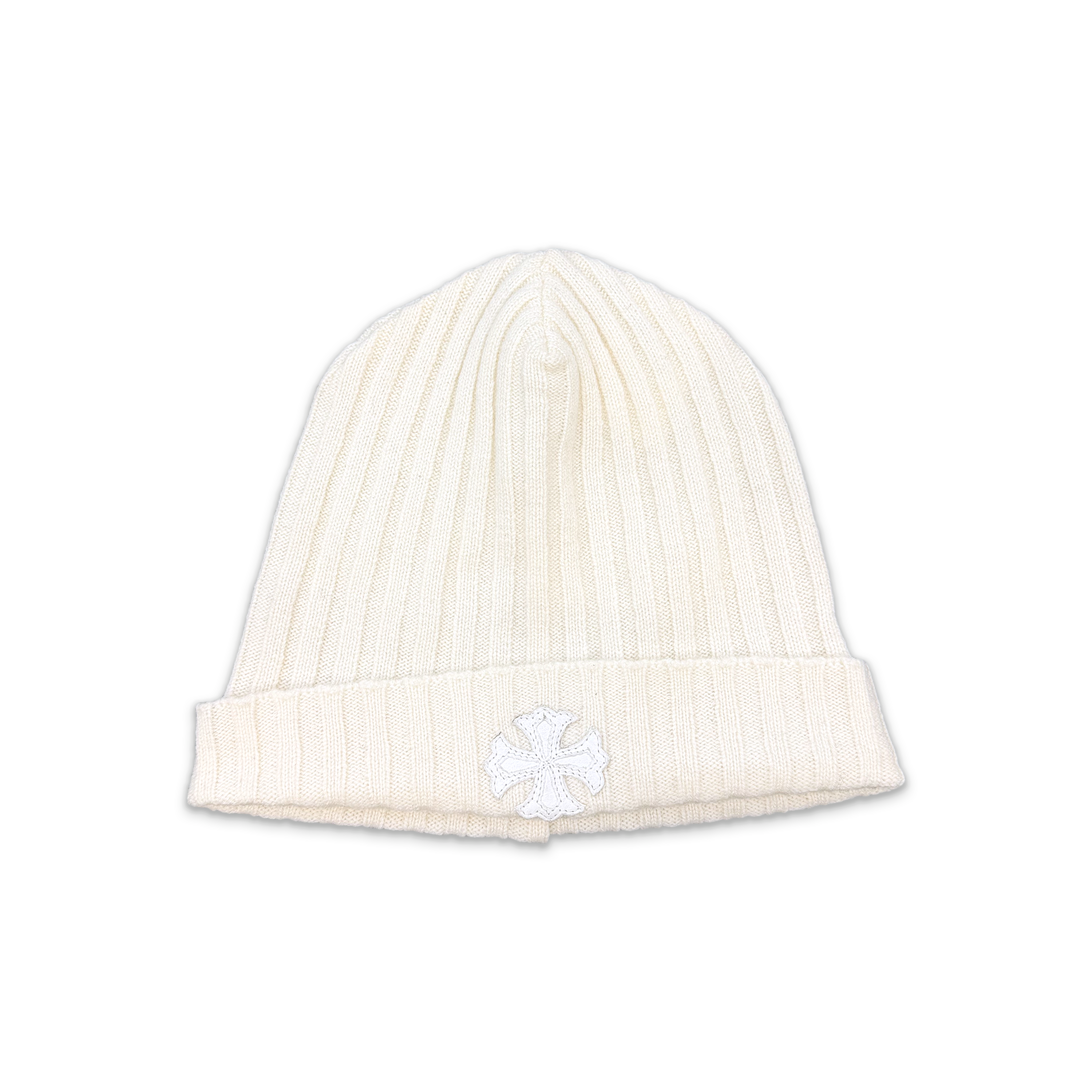 Cashmere Leather Plus Cross Beanie "Cream"