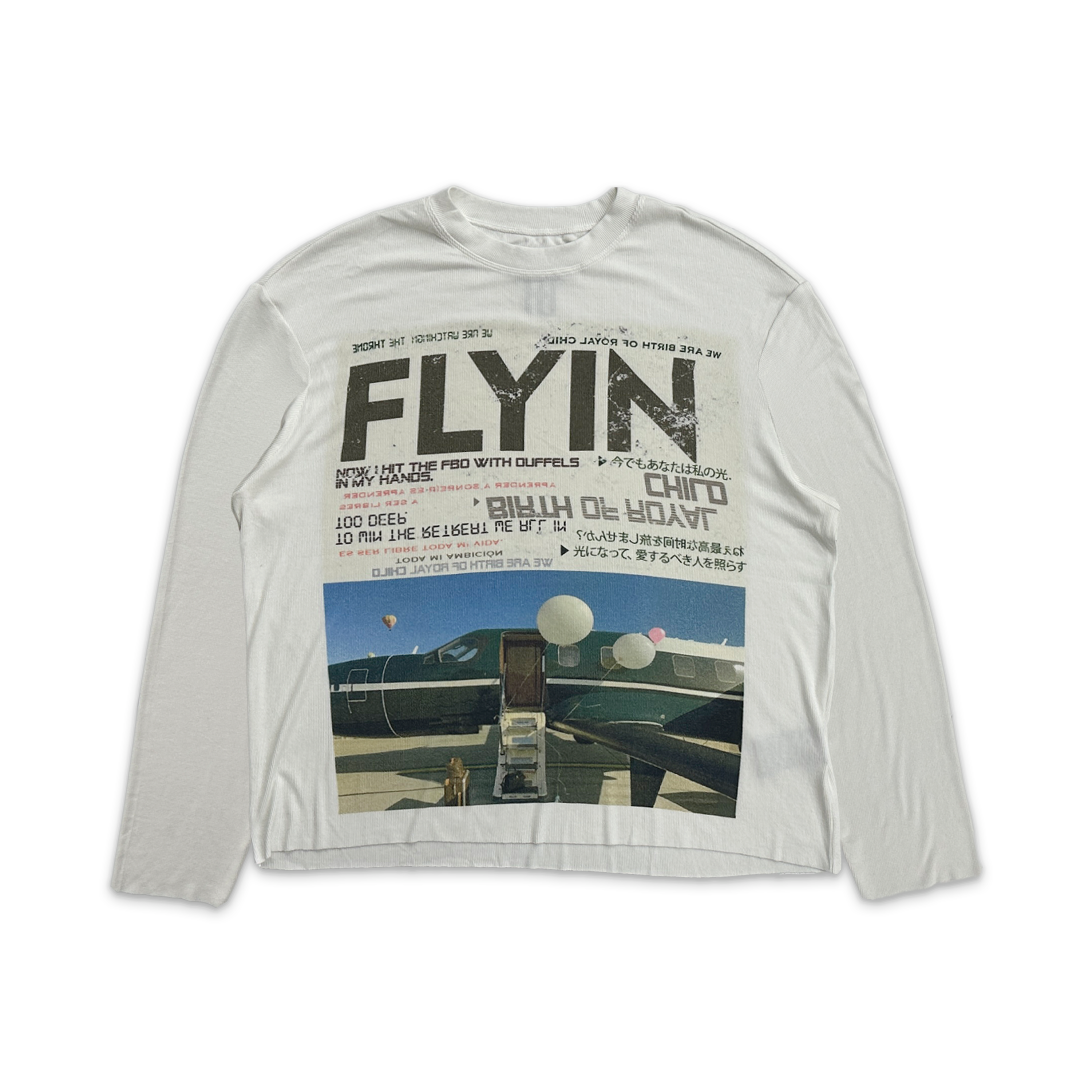 Birth of Royal Child, Private Jet Print L/S Thermal Tee "White"