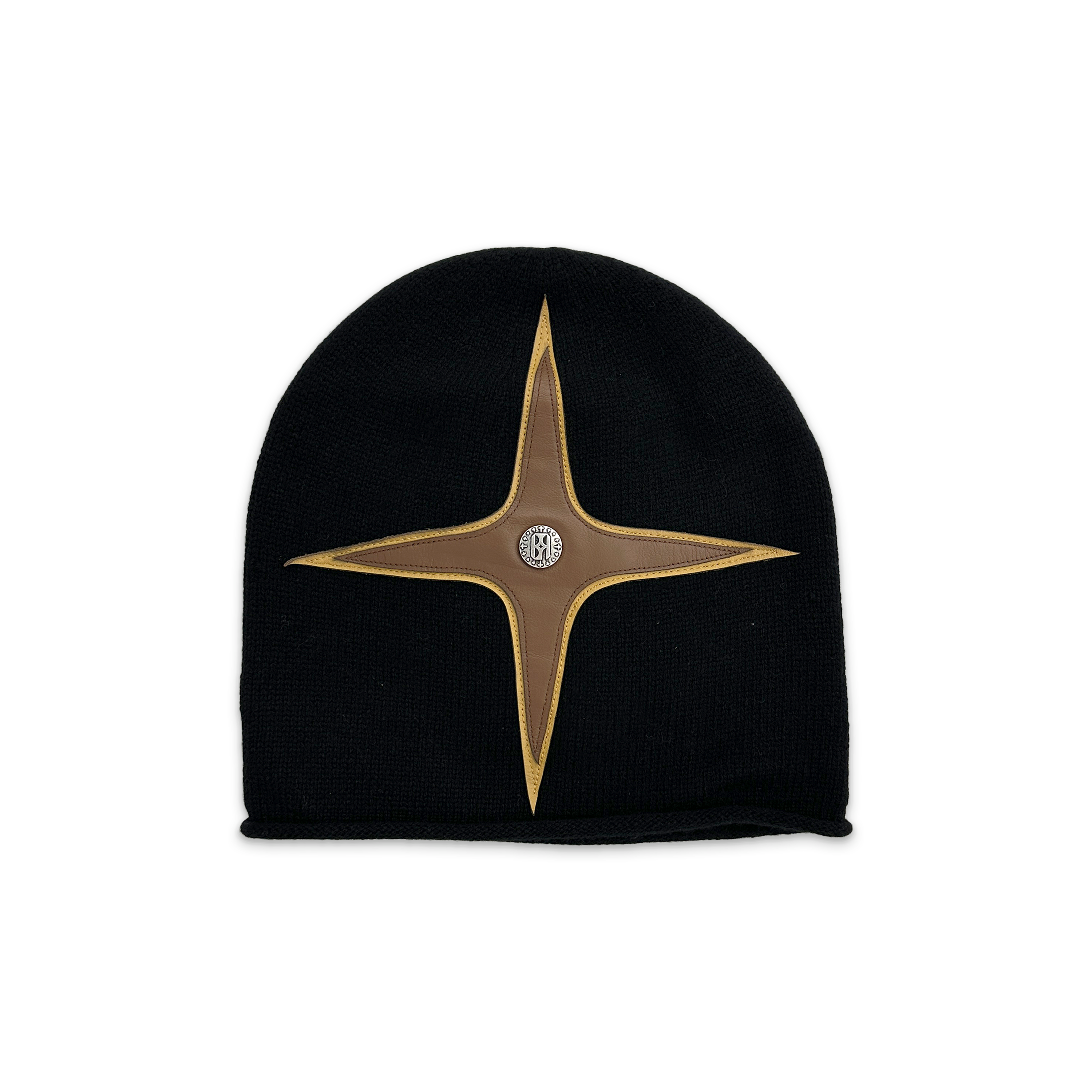 Cross Patch Leather Beanie