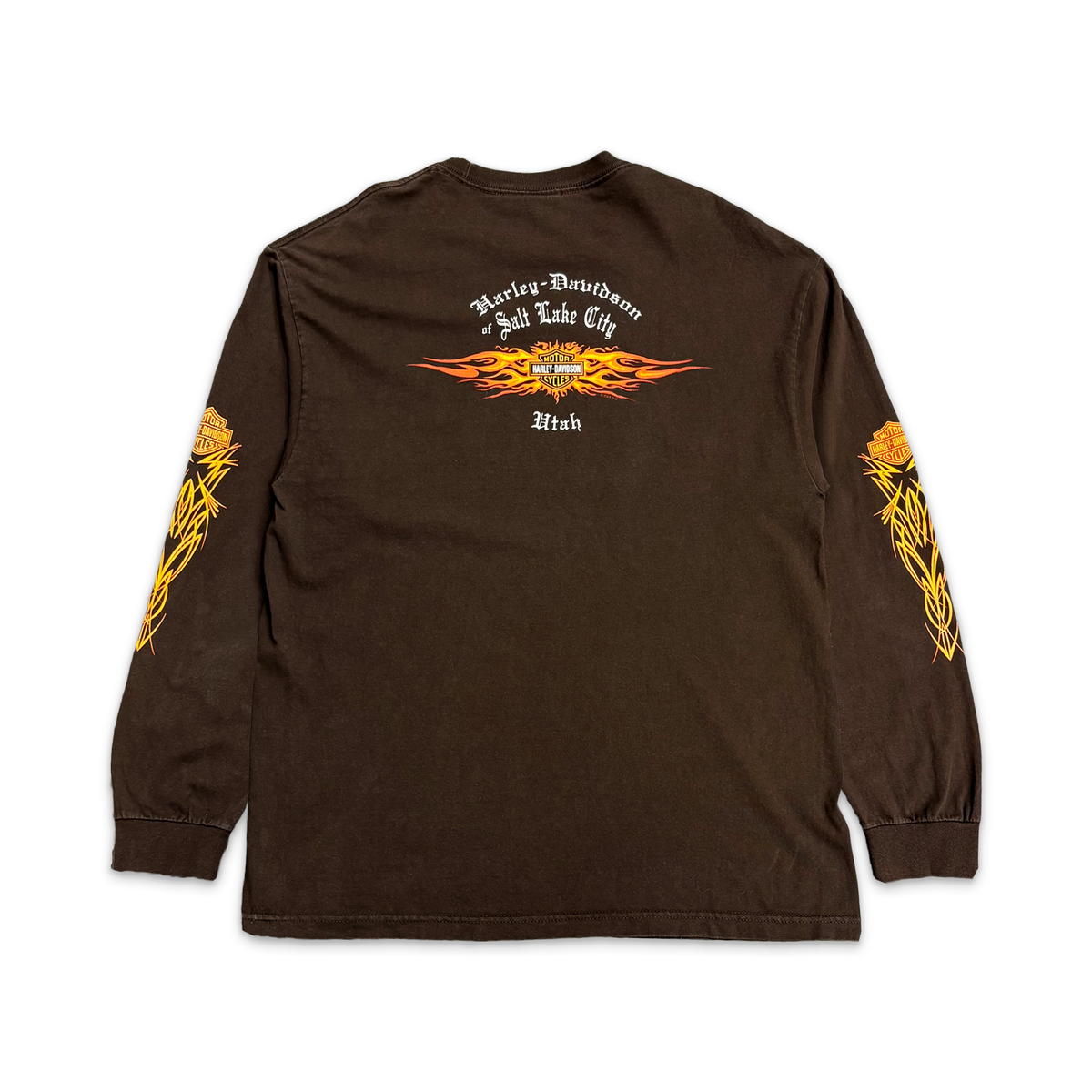 Vintage, Harley Davidson FatBoy L/S Tee "Brown/Orange"