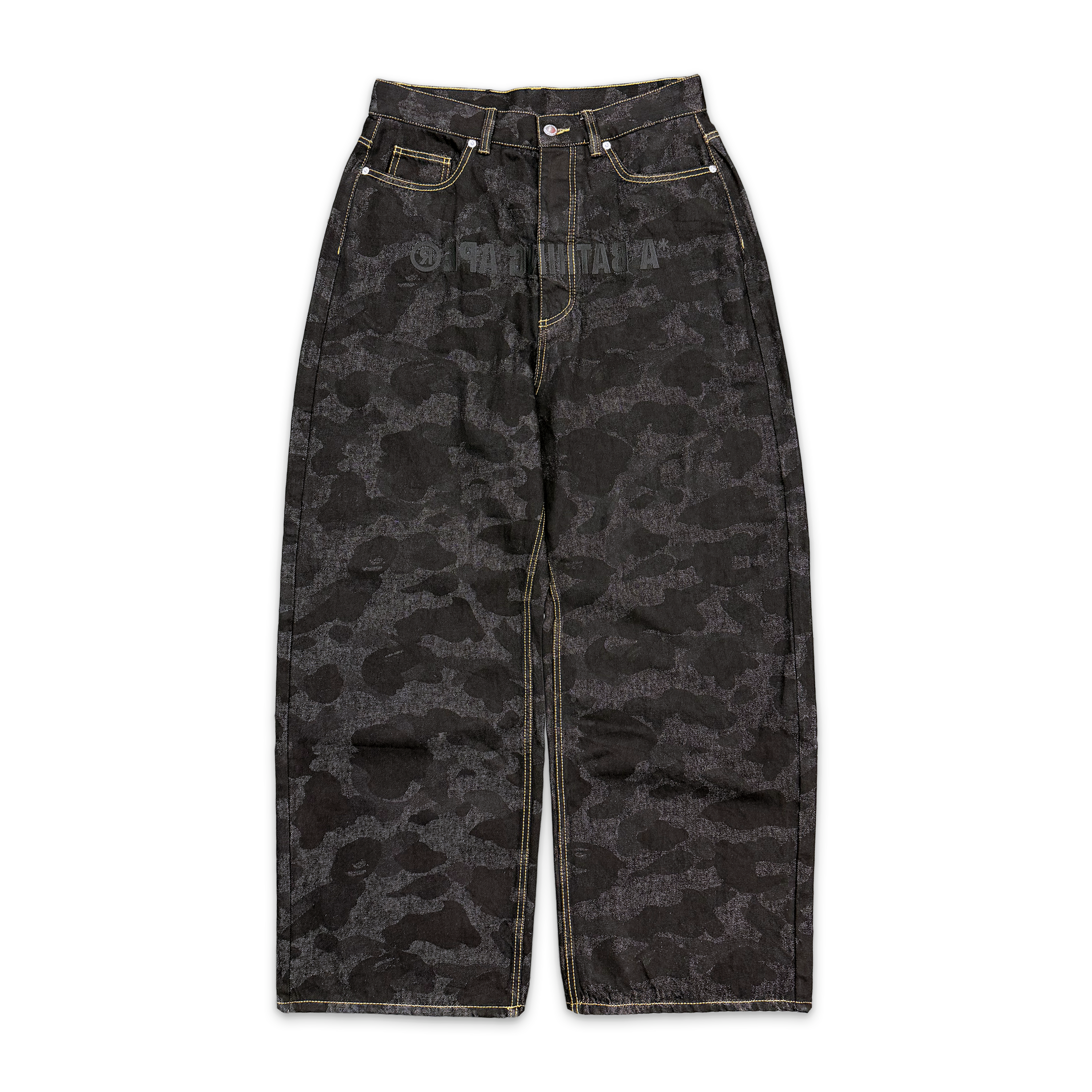 A Bathing Ape (BAPE), BAPE 1st Camo Destroyed Loose Fit Denim Pants "Black"