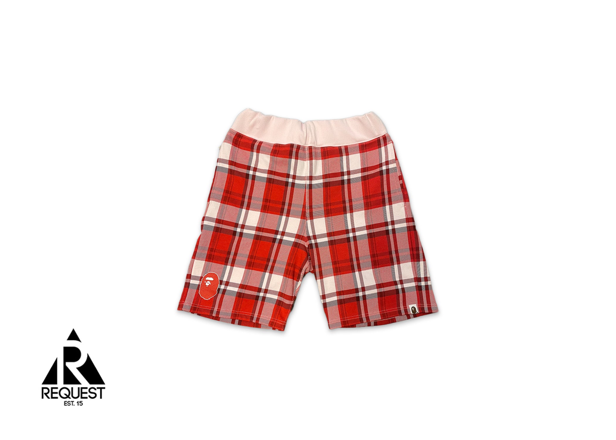 A Bathing Ape Check Gift Sweat Shorts "Red"