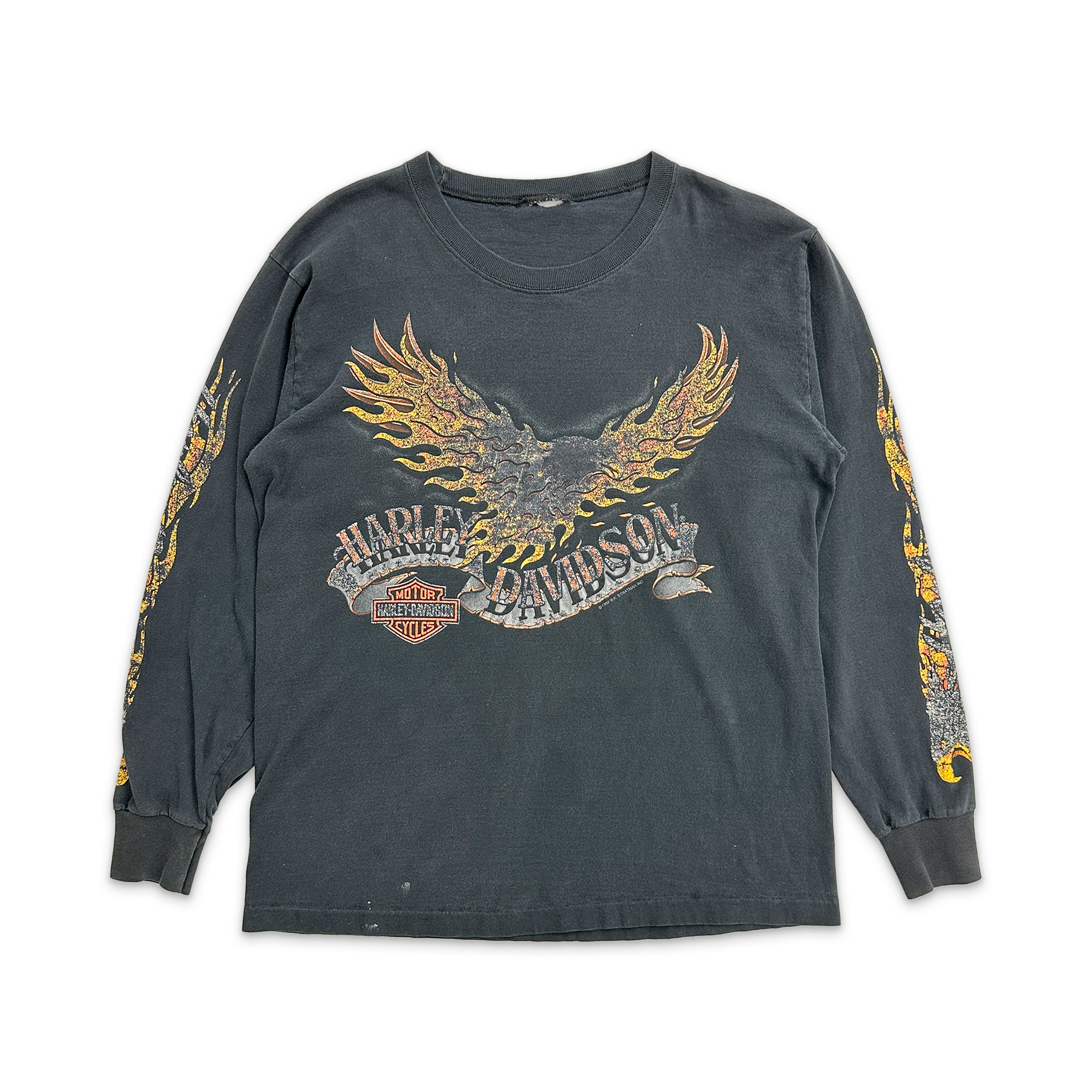Vintage, Harley Davidson Faded Flame Eagle L/S Tee "Black"