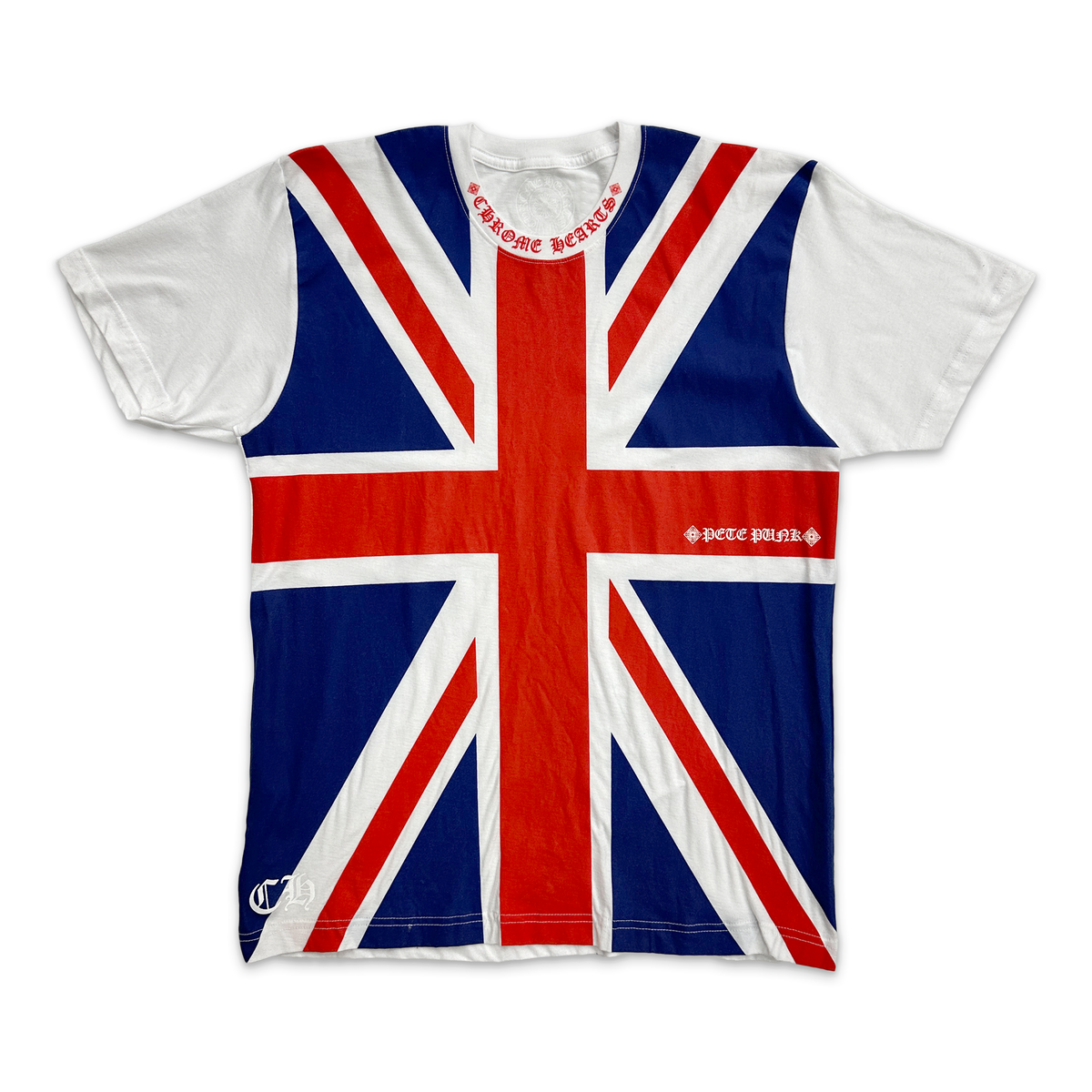 Chrome Hearts Neck Logo SS Tee ★Union Jack England Flag★ Union Jack Tee 