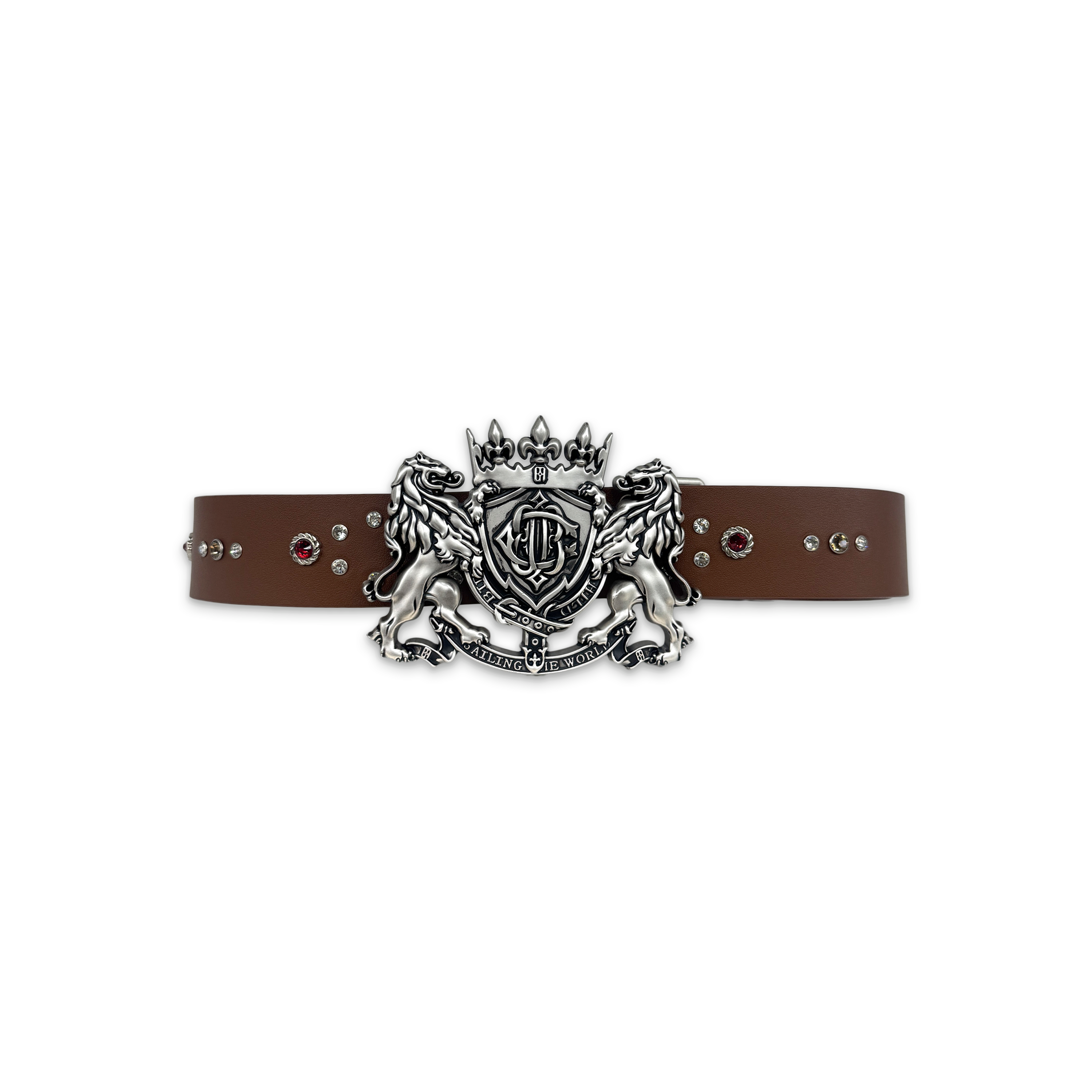 Lion Medal Leather Belt "Brown"